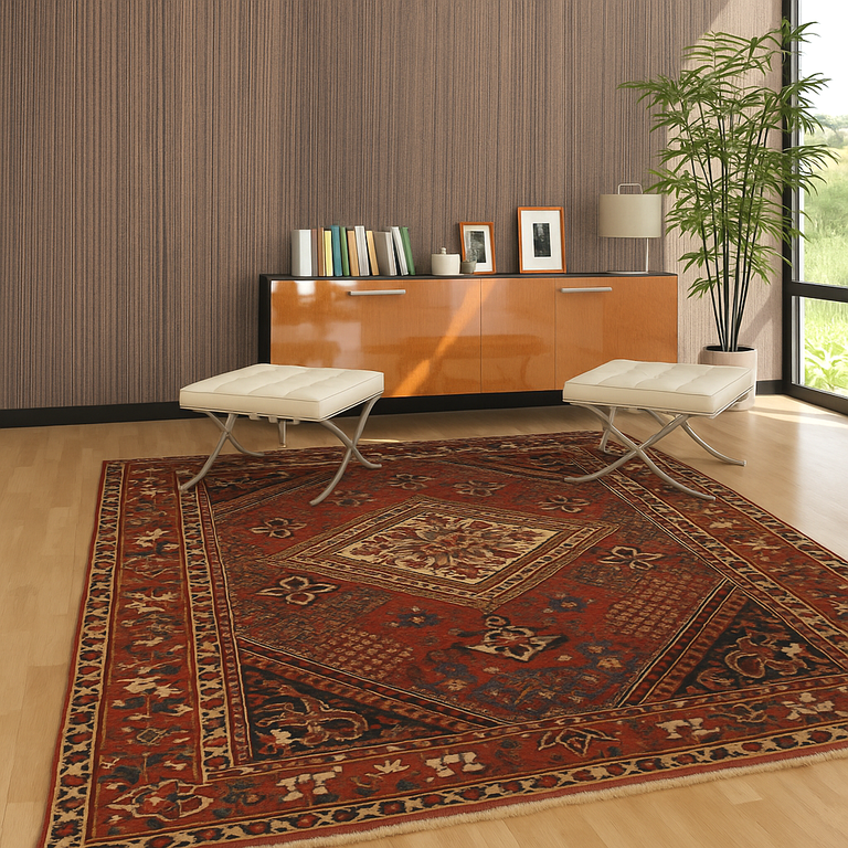 perserteppich-hamburg-208-x-137-cm-wolle-handgeknupft-rot-orange-3 Bakhtiari Persian Rug 208 × 137 cm, Wool, hand-knotted