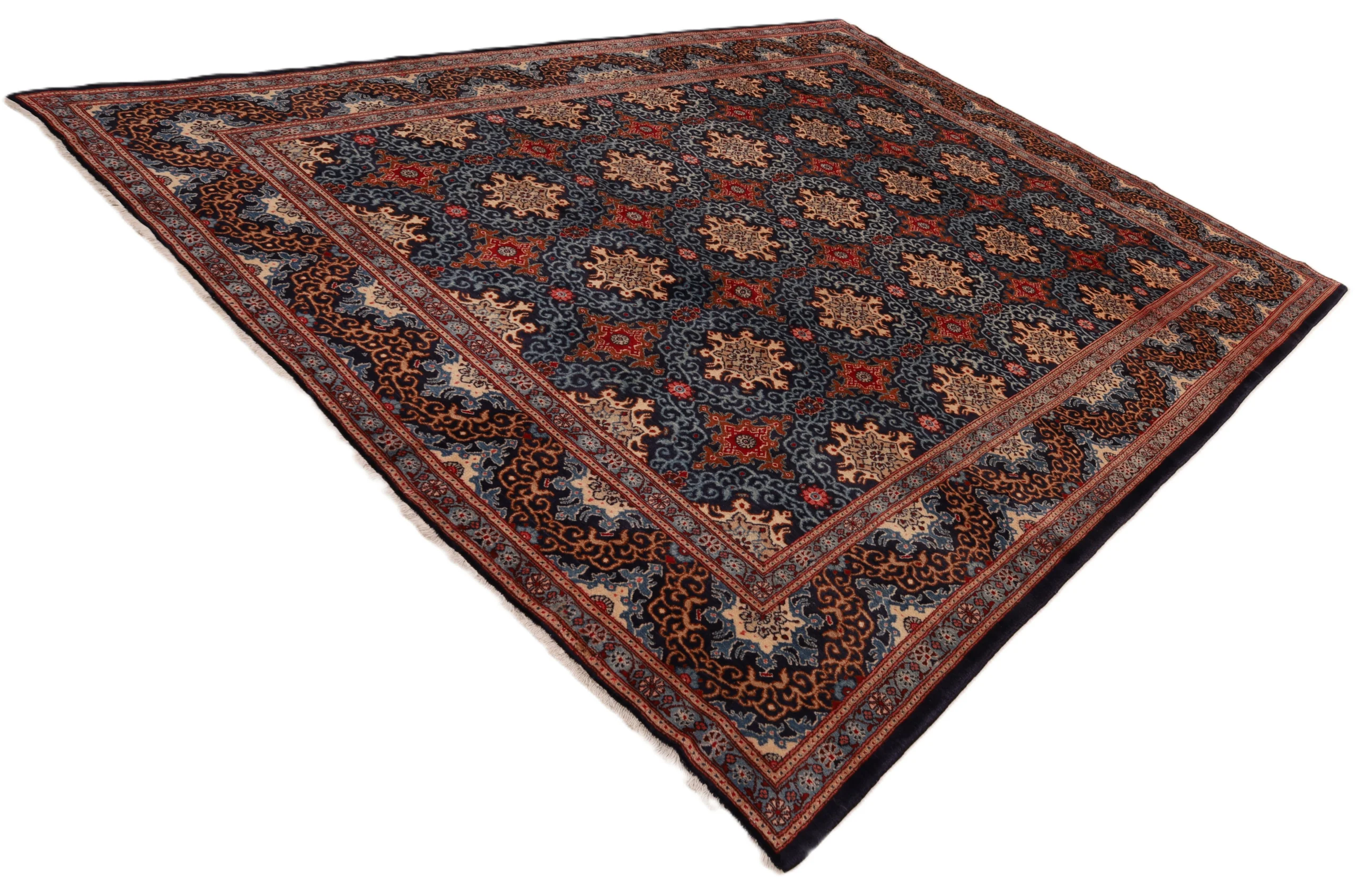 Hand-Knotted Wool Moud Persian Rug, 350 × 248 cm