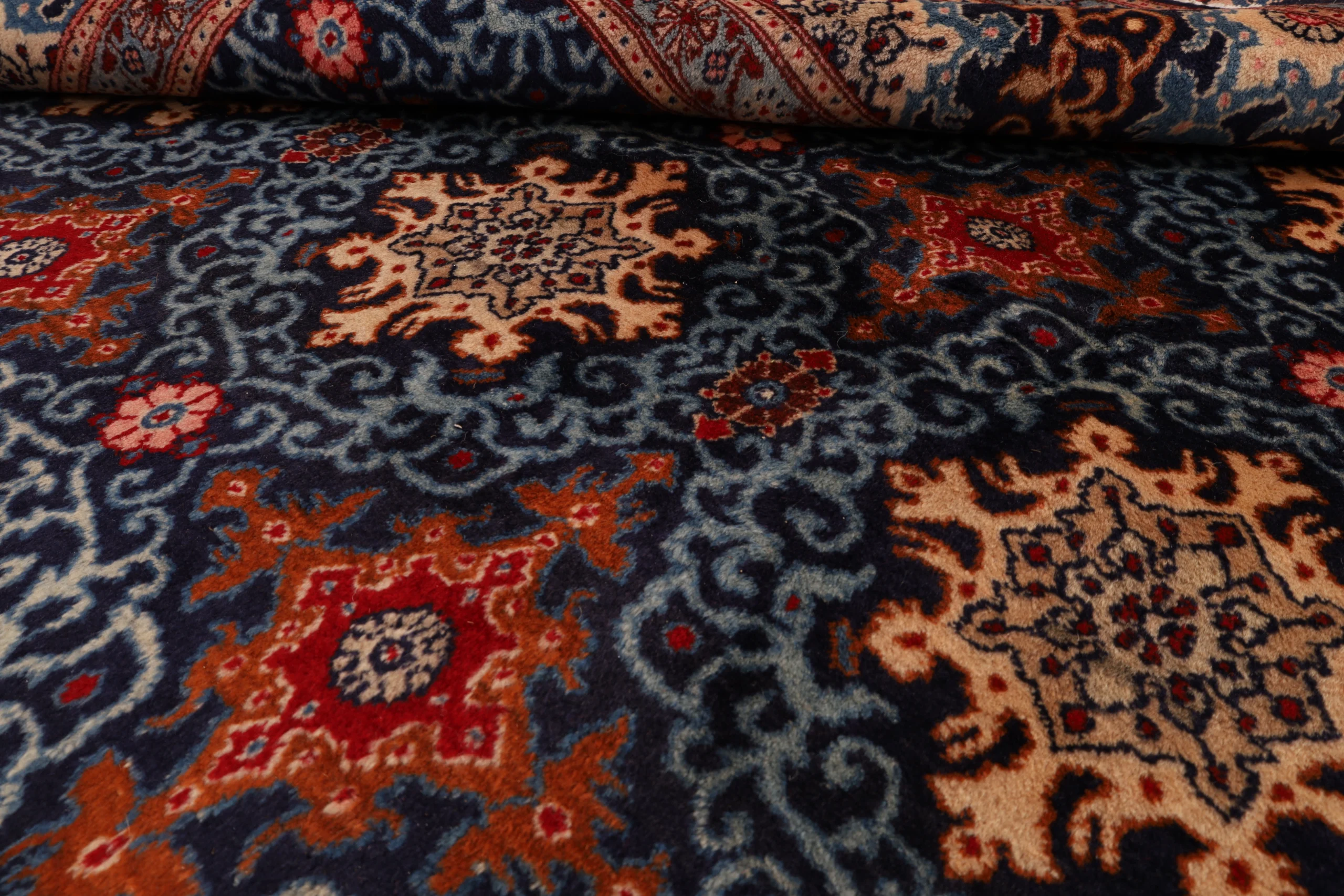 Hand-Knotted Wool Moud Persian Rug, 350 × 248 cm