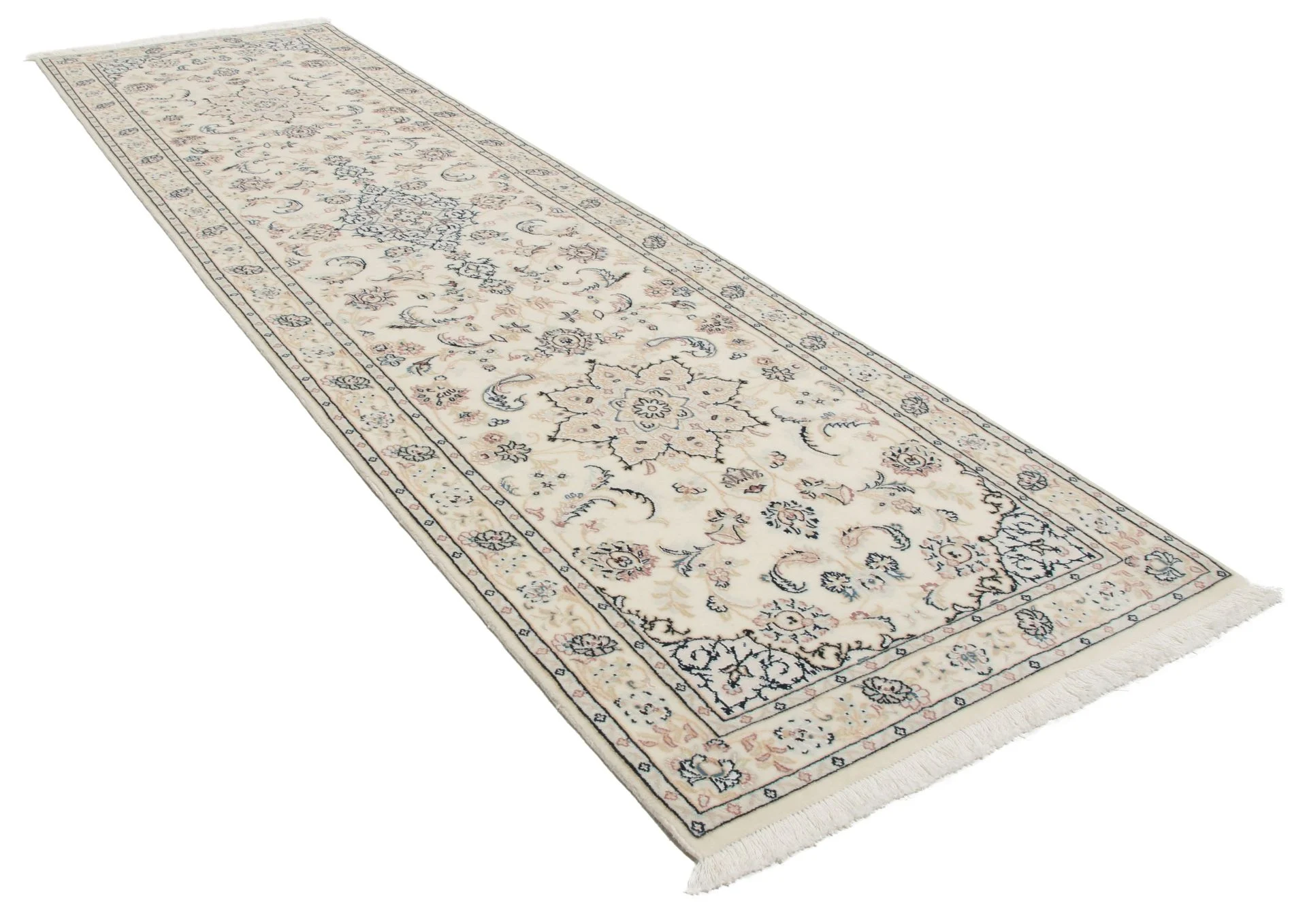 Hand-Knotted Wool & Silk Tabriz Persian Rug, 80 × 300 cm
