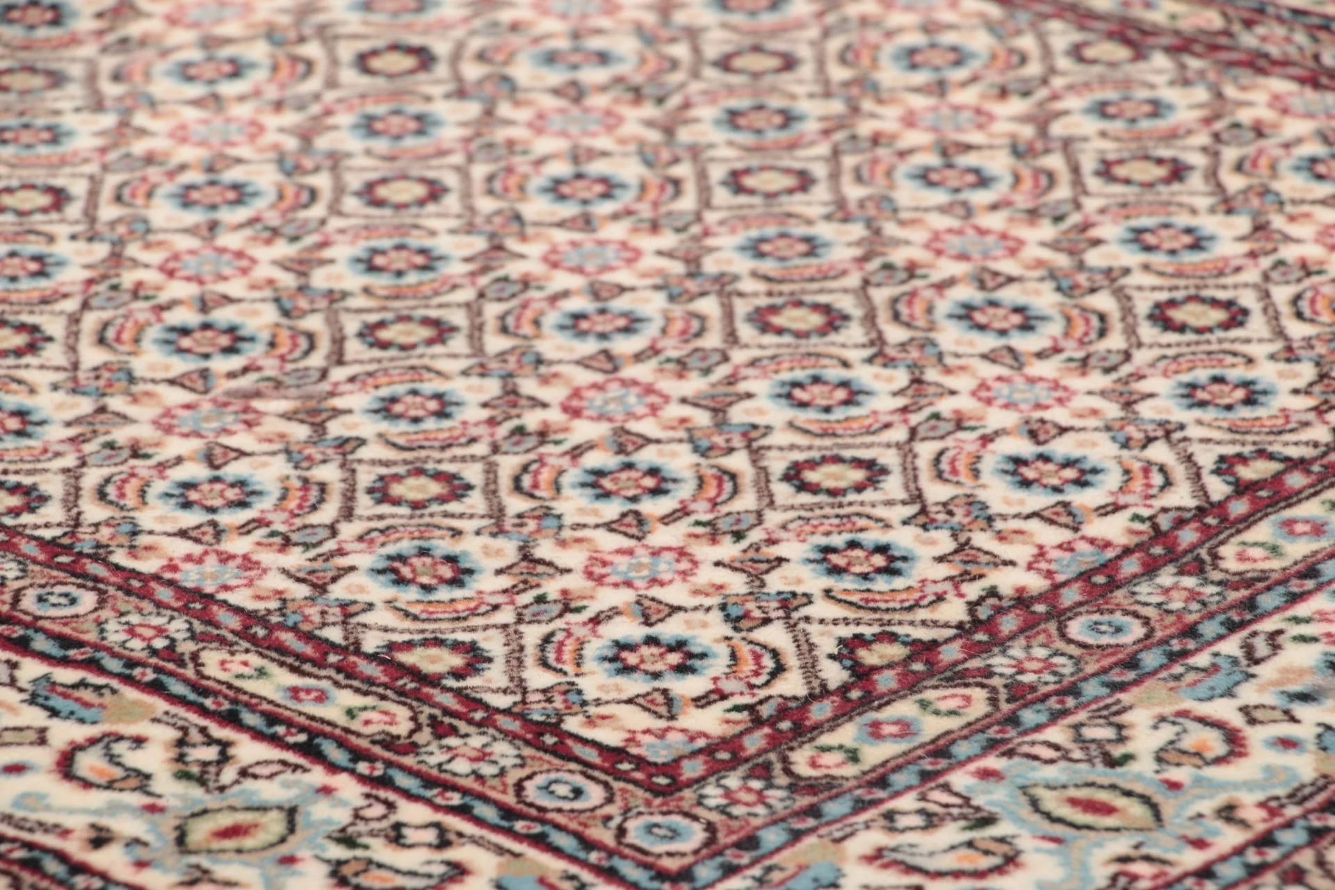 Hand-Knotted Wool & Silk Moud Persian Rug, 83 × 395 cm