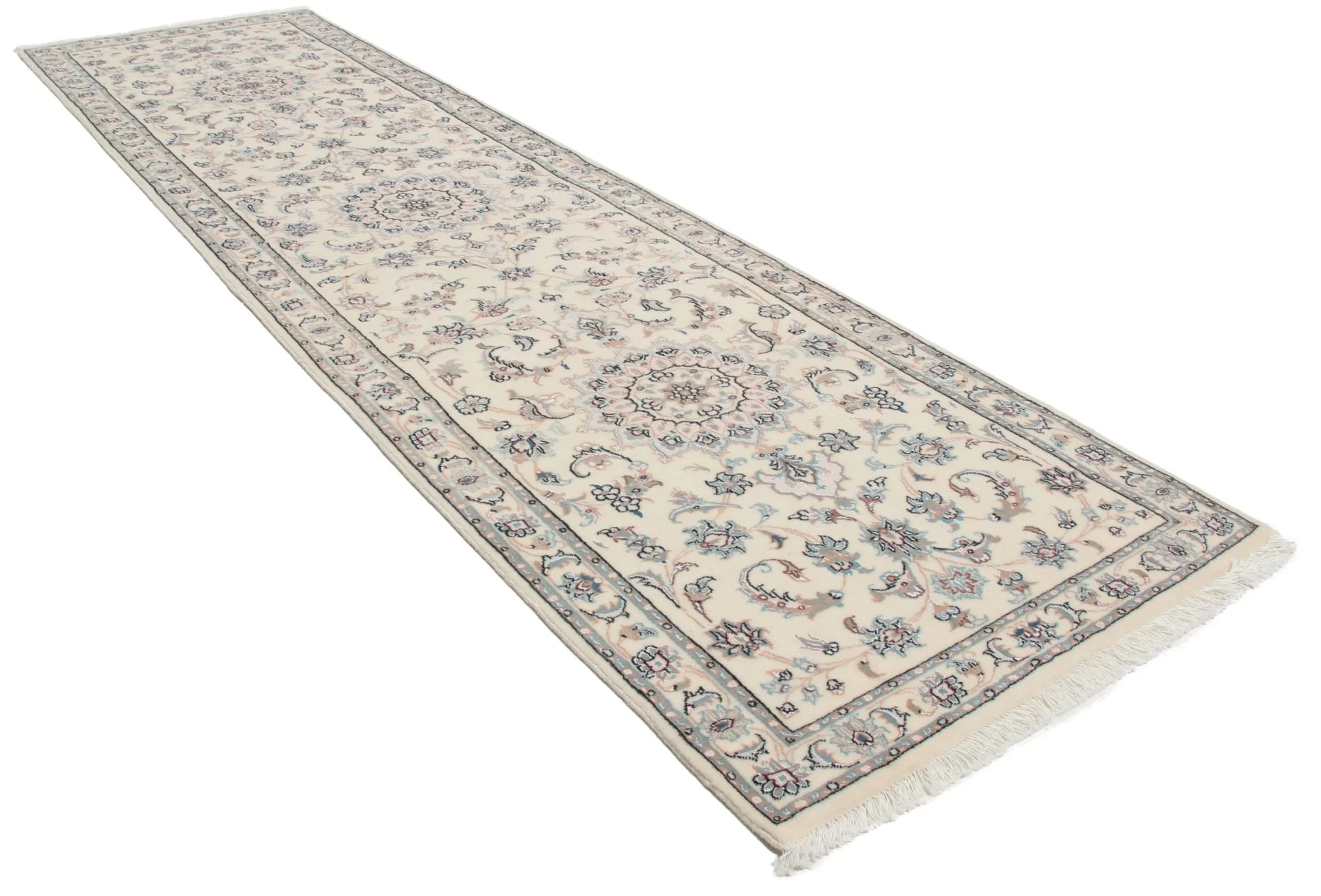 Nain Persian Rug — hand-knotted, 80 × 300 cm, Wool & Silk
