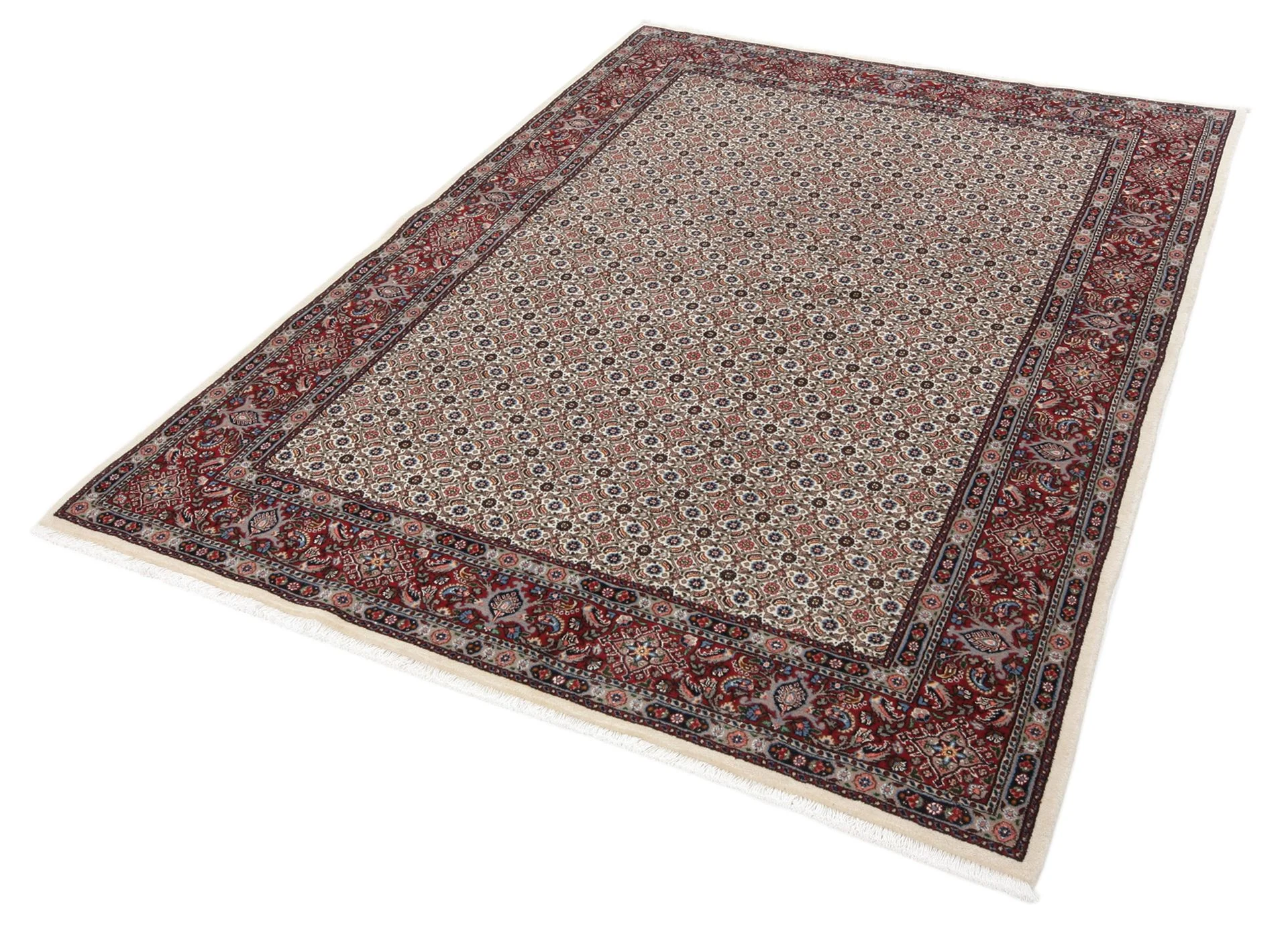 Hand-Knotted Wool & Silk Moud Persian Rug, 173 × 240 cm