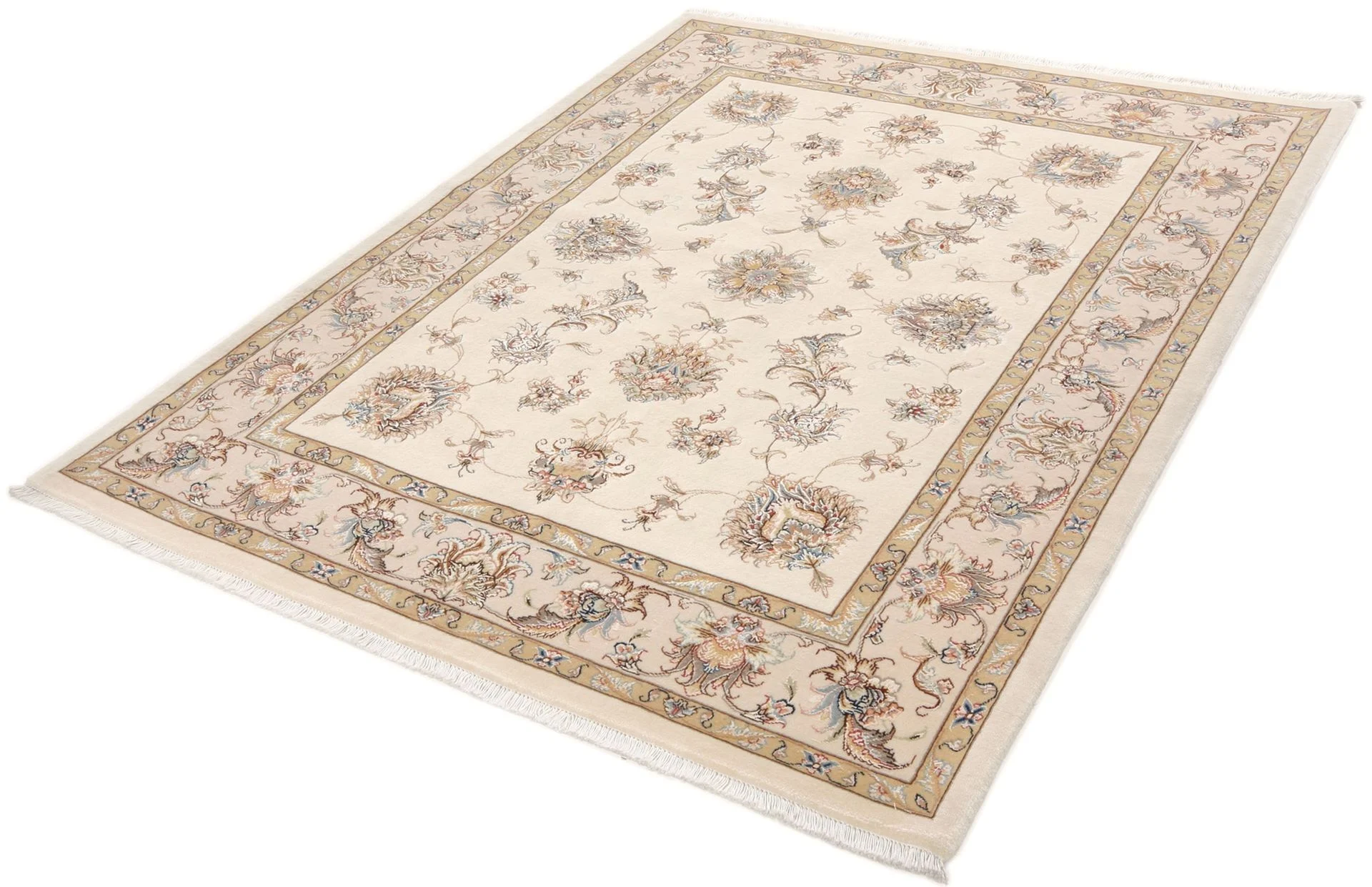 Hand-Knotted Wool & Silk Tabriz Persian Rug, 158 × 200 cm