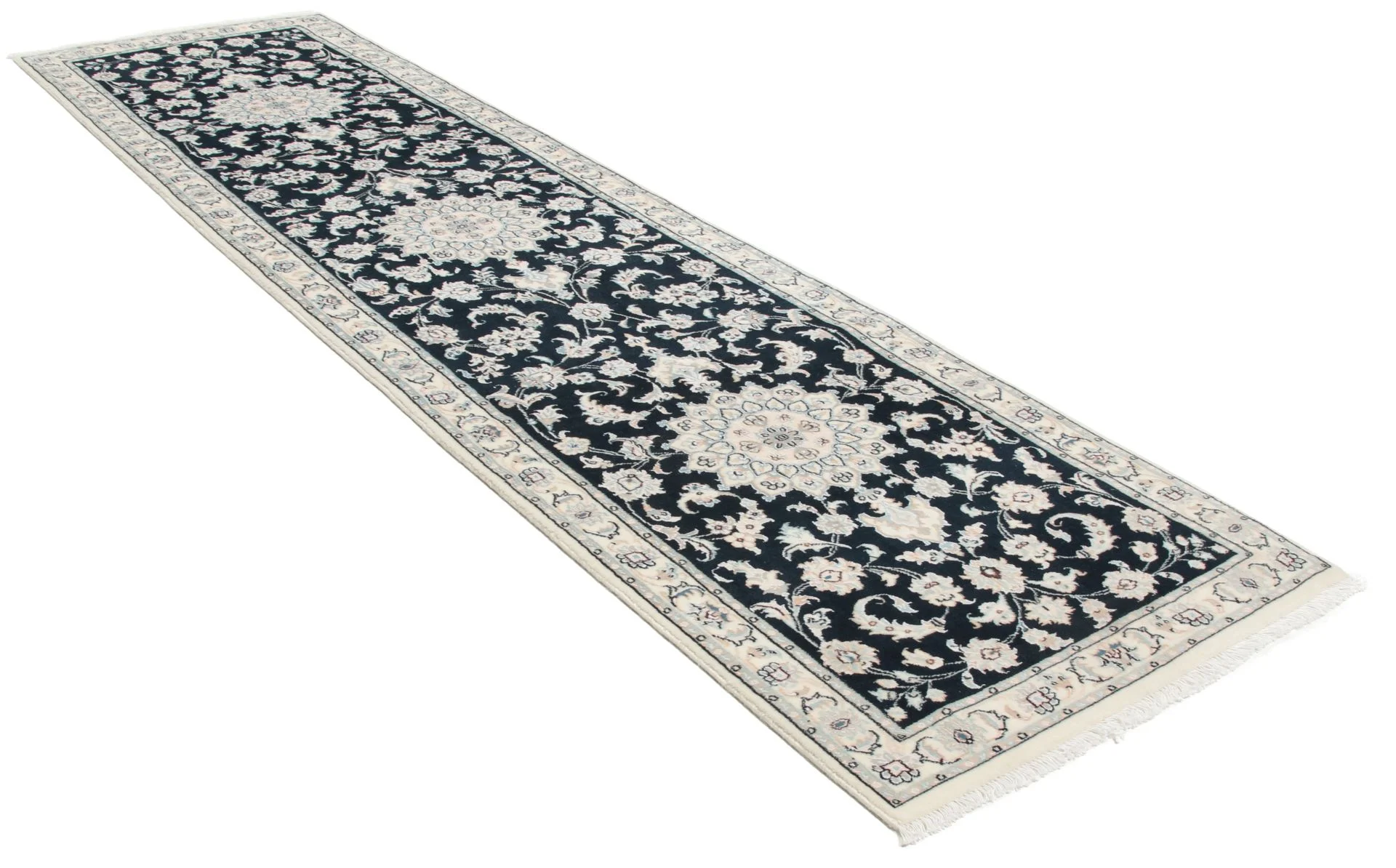 Tabriz Persian Rug 76 × 300 cm, Wool & Silk, hand-knotted