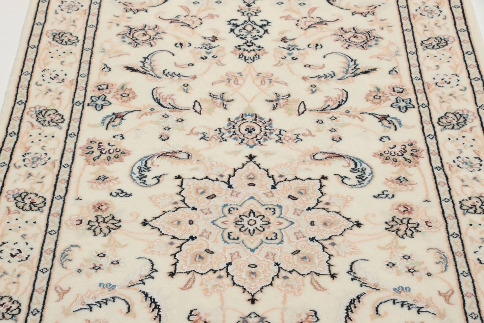 Hand-Knotted Wool & Silk Nain Persian Rug, 82 × 302 cm