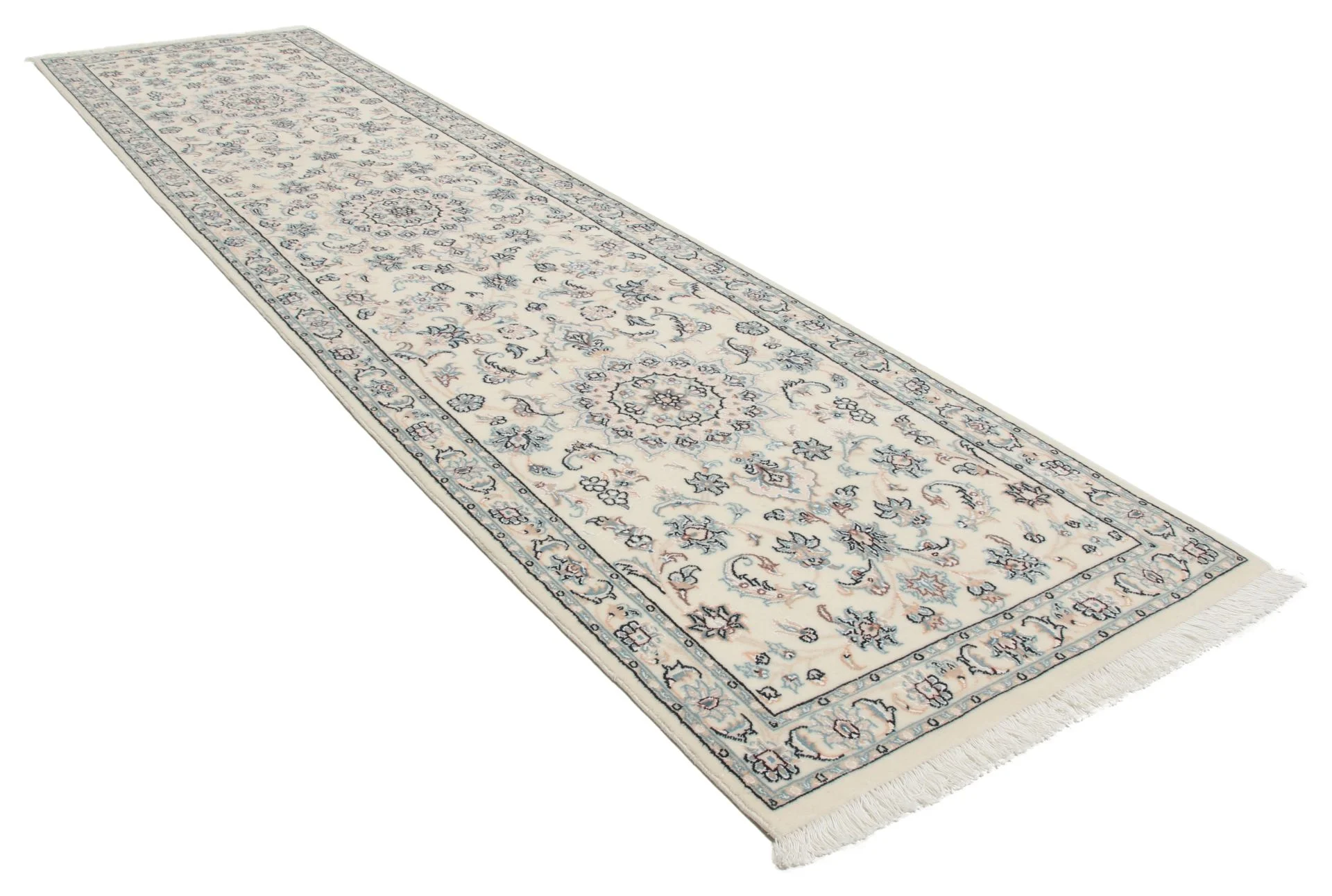 Hand-Knotted Wool & Silk Nain Persian Rug, 77 × 312 cm