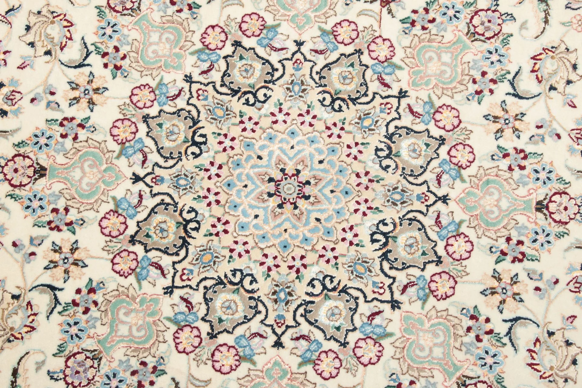 Hand-Knotted Wool & Silk Nain Persian Rug, 141 × 205 cm