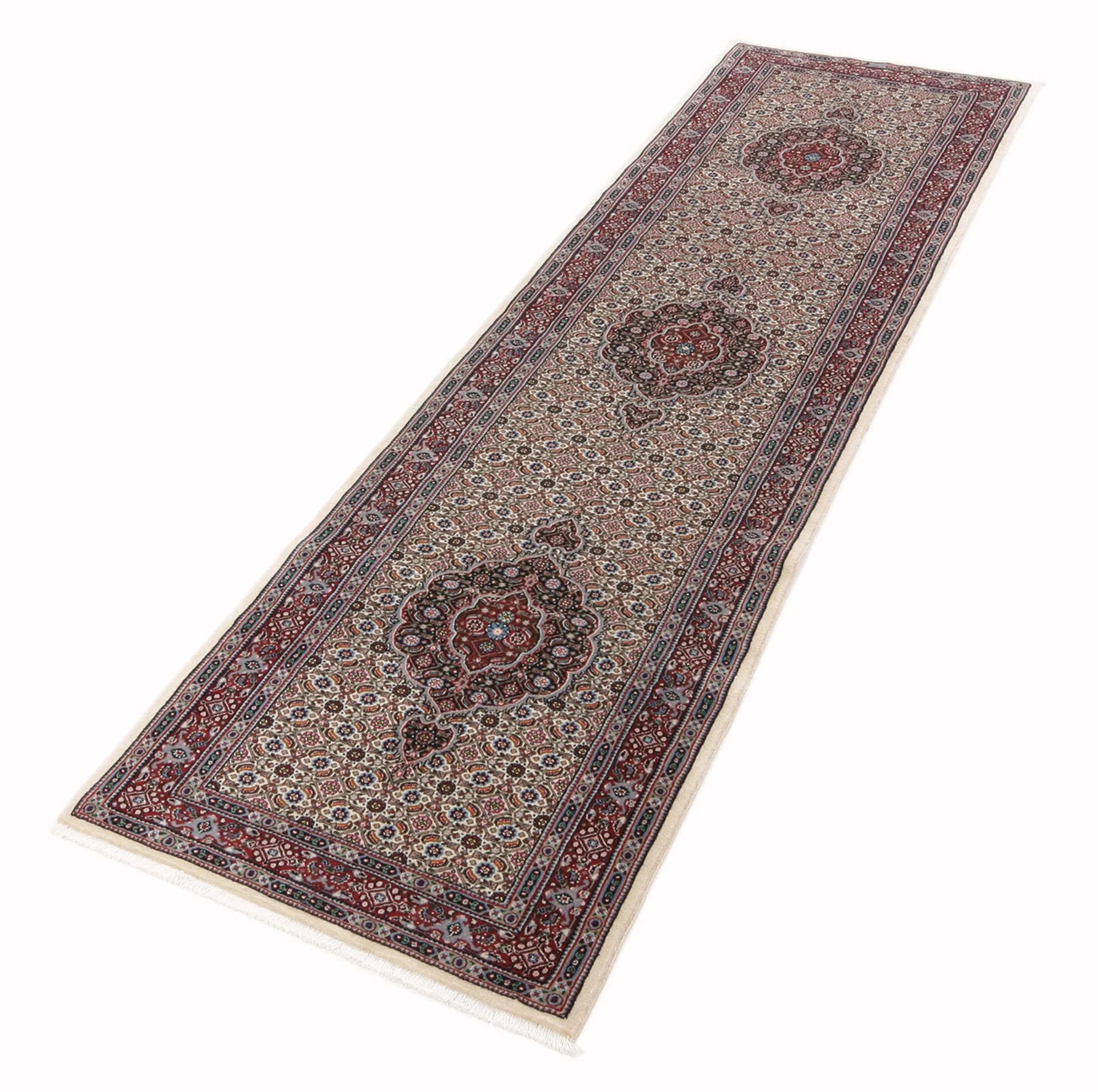 Moud Persian Rug — hand-knotted, 80 × 297 cm, Wool & Silk