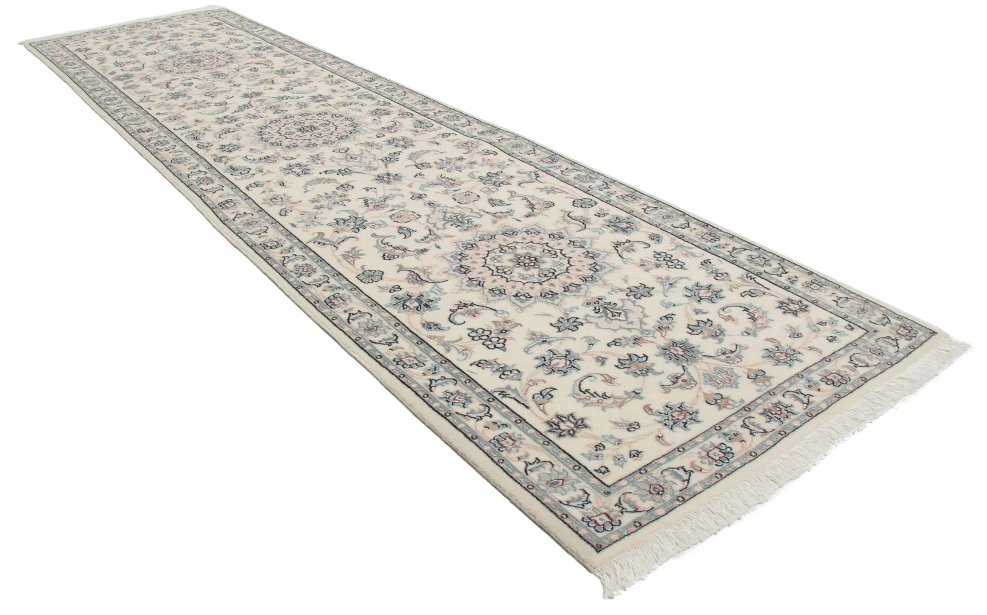 Nain Persian Rug 78 × 304 cm, Wool & Silk, hand-knotted