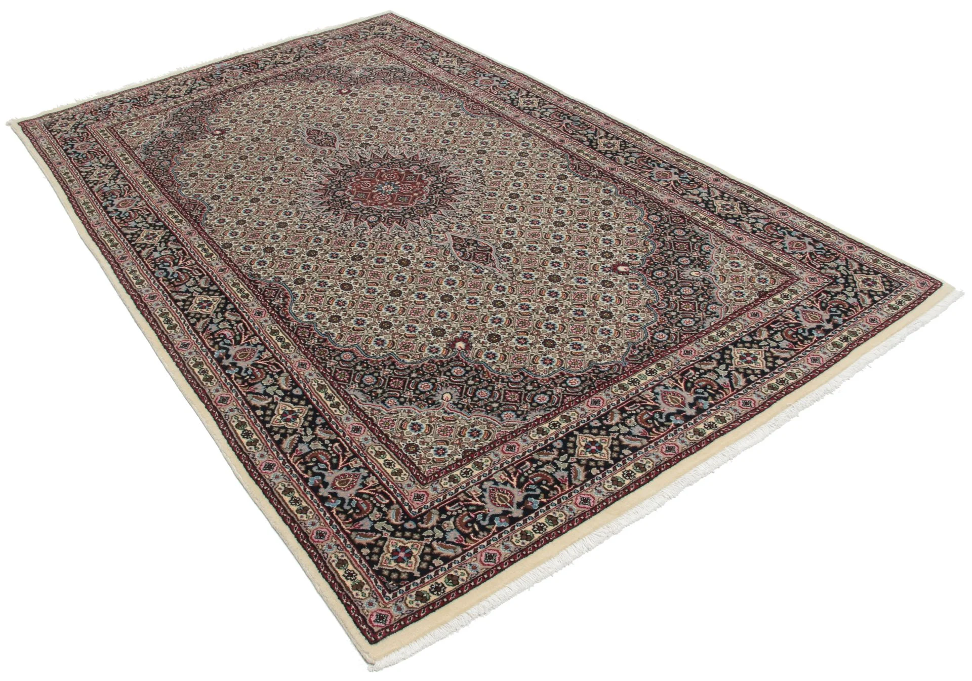Hand-Knotted Wool Moud Persian Rug, 135 × 219 cm
