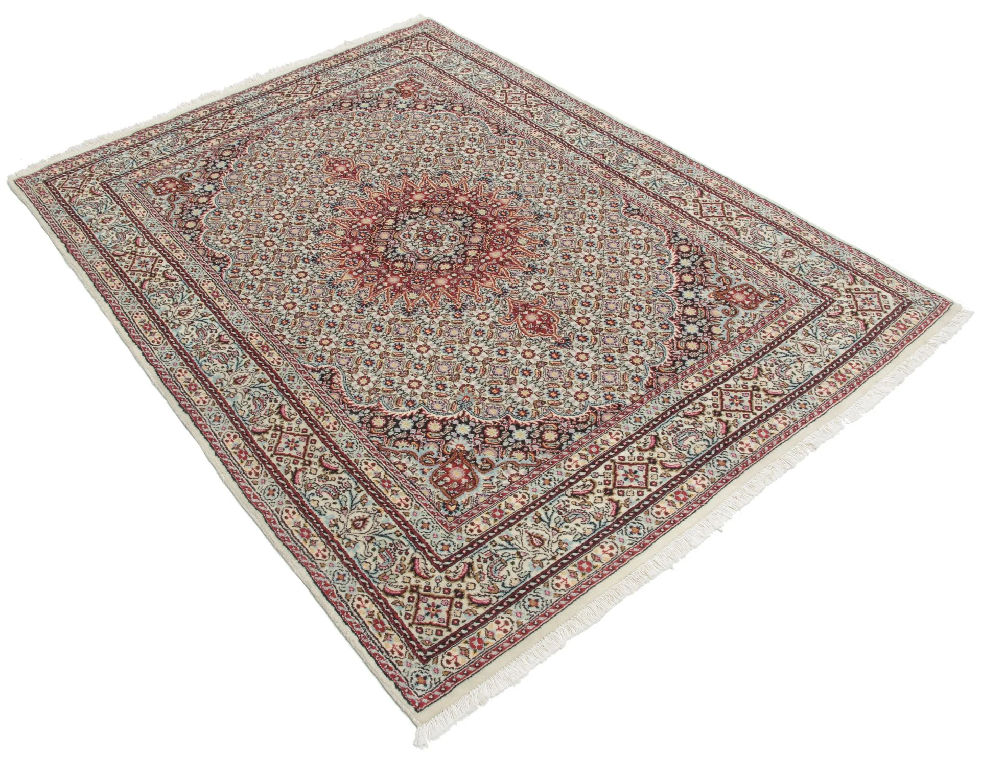Hand-Knotted Wool Moud Persian Rug, 147 × 200 cm