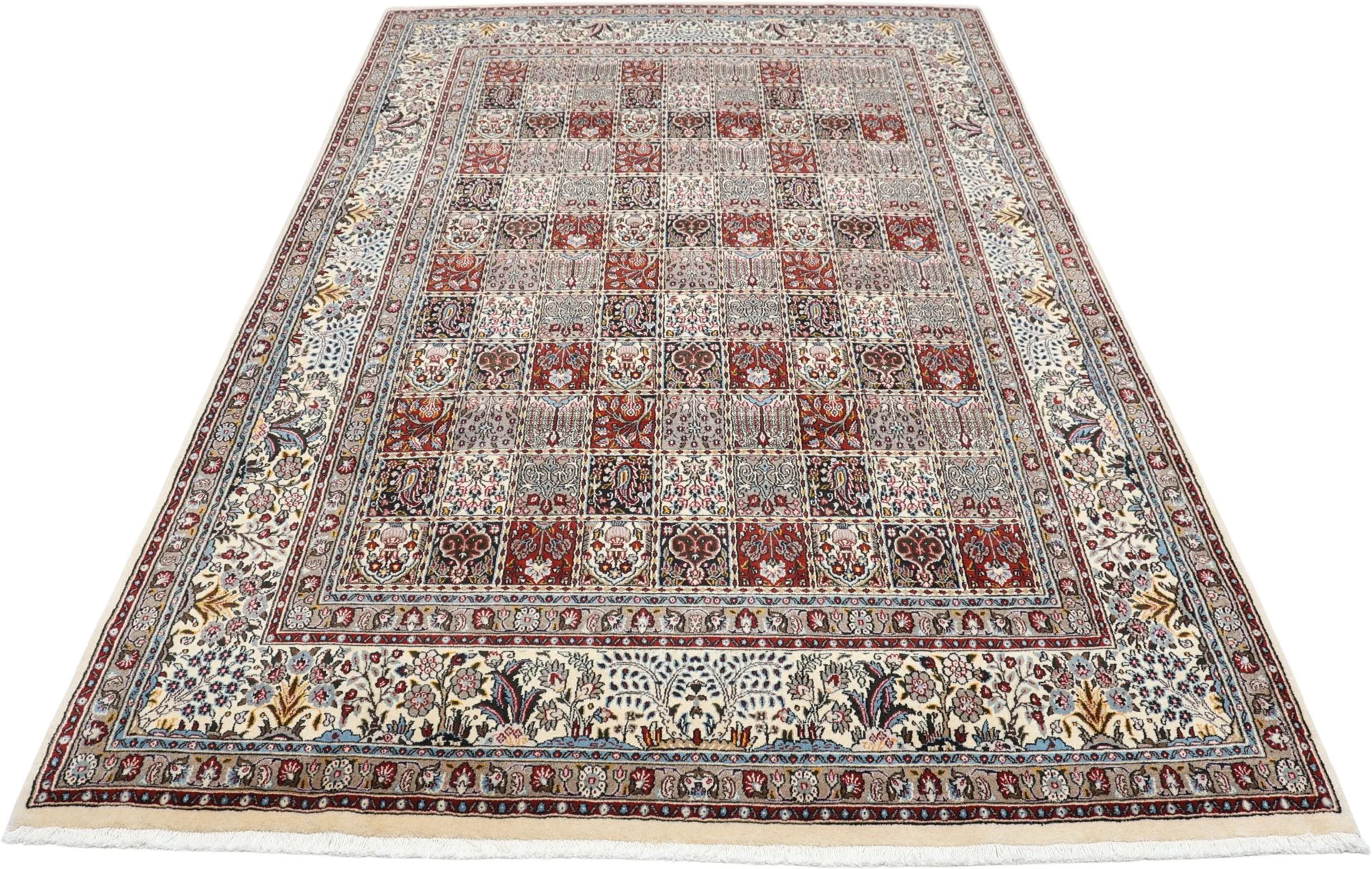 Hand-Knotted Wool Moud Persian Rug, 198 × 300 cm