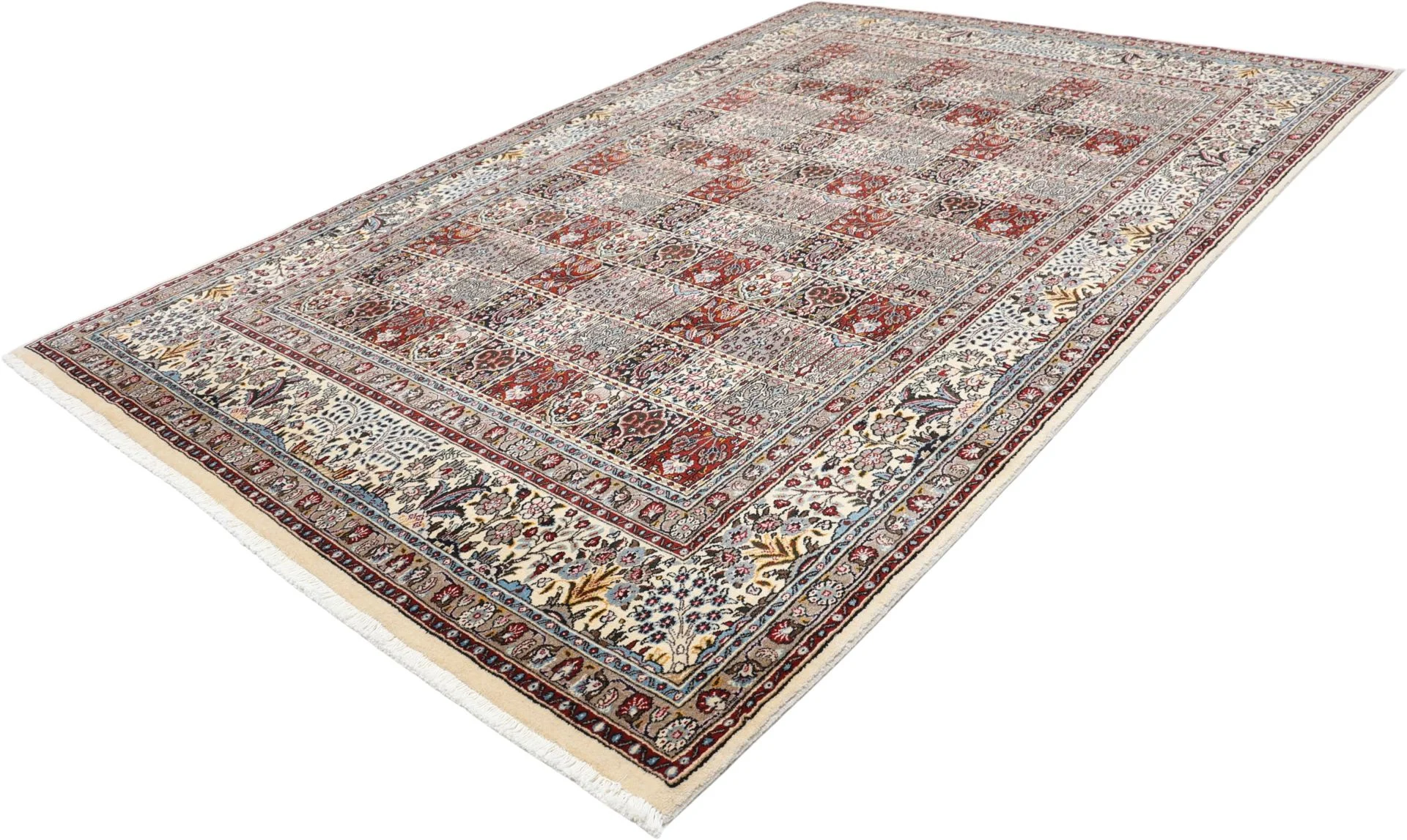 Hand-Knotted Wool Moud Persian Rug, 198 × 300 cm