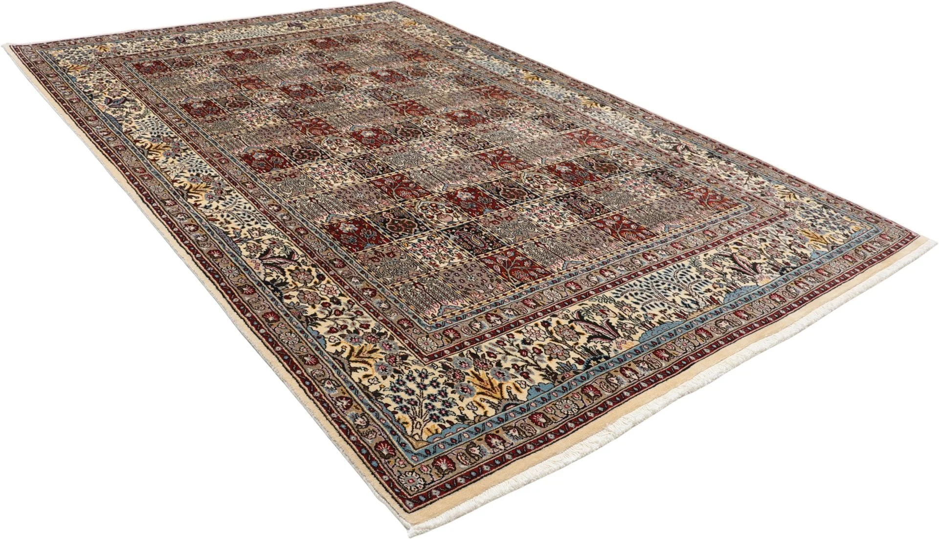 Hand-Knotted Wool Moud Persian Rug, 198 × 300 cm