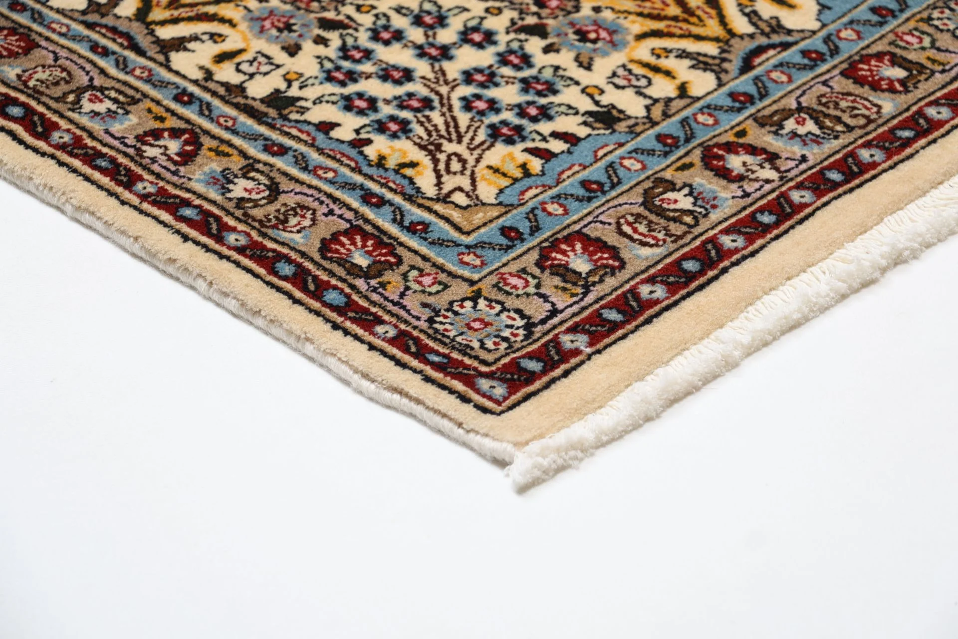Hand-Knotted Wool Moud Persian Rug, 198 × 300 cm