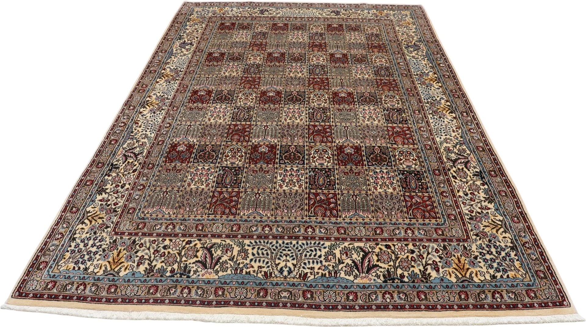 Hand-Knotted Wool Moud Persian Rug, 198 × 300 cm