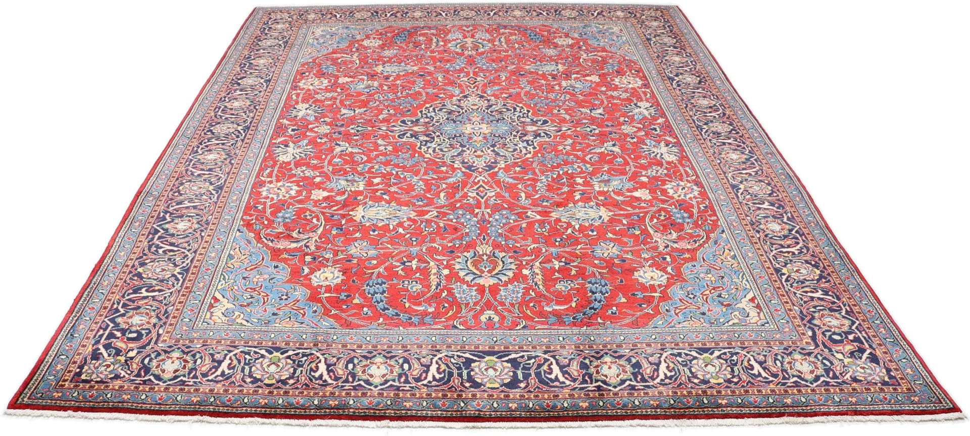 Hand-Knotted Wool Sarouk Persian Rug, 262 × 345 cm
