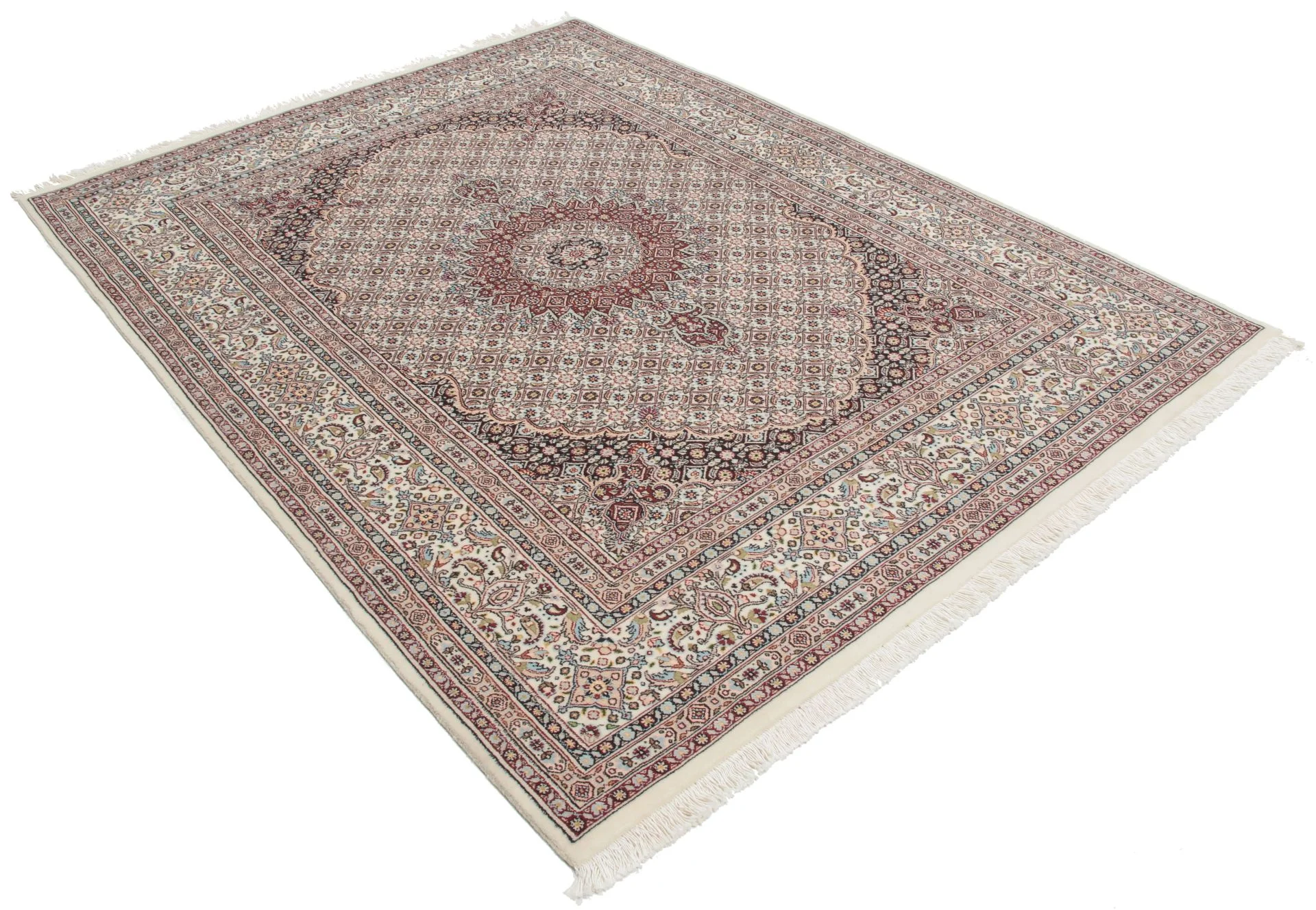 Hand-Knotted Wool Moud Persian Rug, 153 × 206 cm