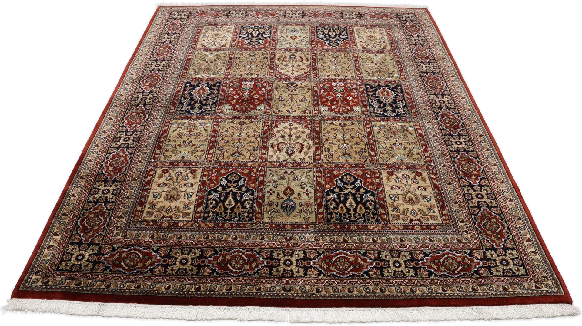 Qom Indian Rug 196 × 254 cm, Wool & Silk, hand-knotted