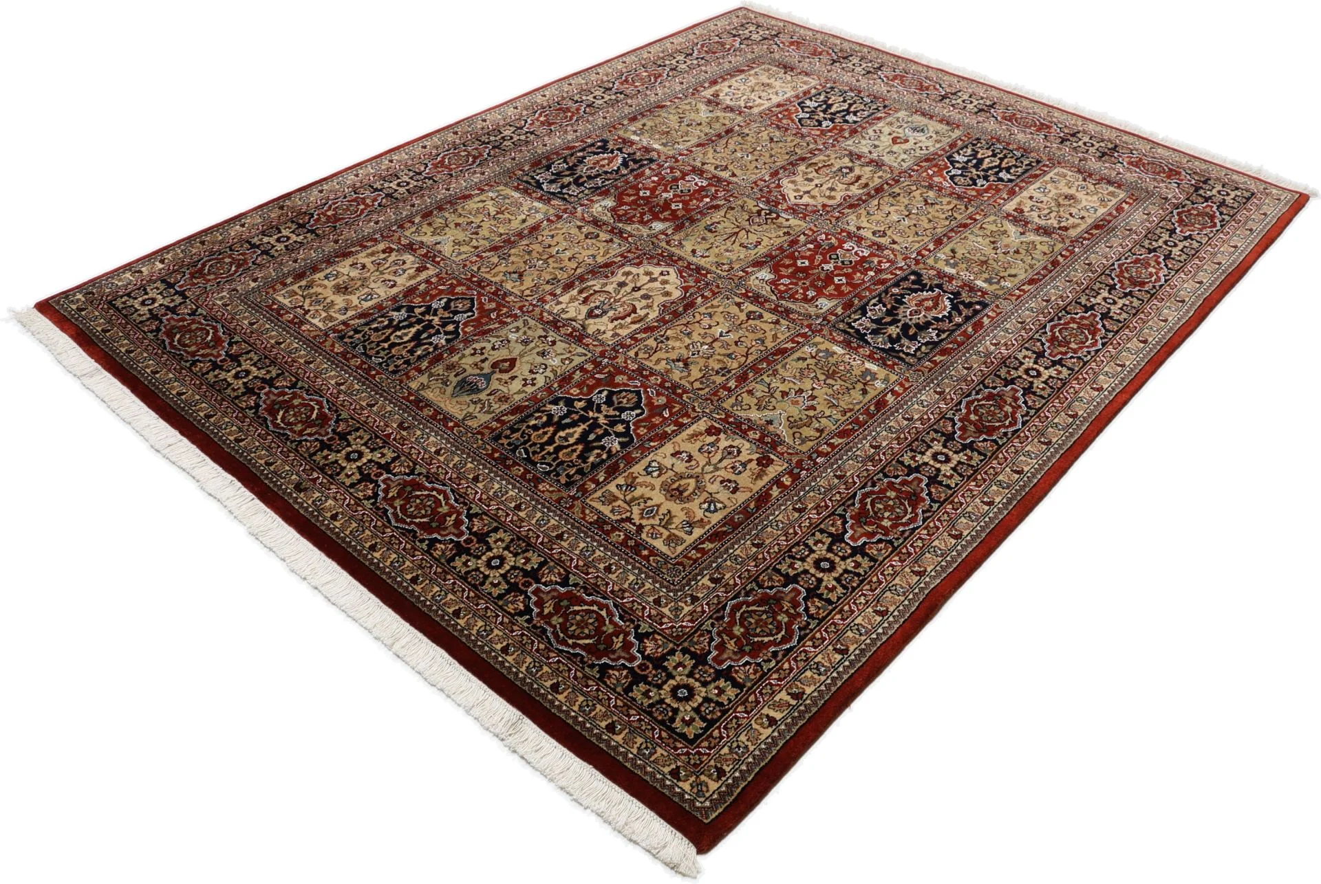Qom Indian Rug 196 × 254 cm, Wool & Silk, hand-knotted