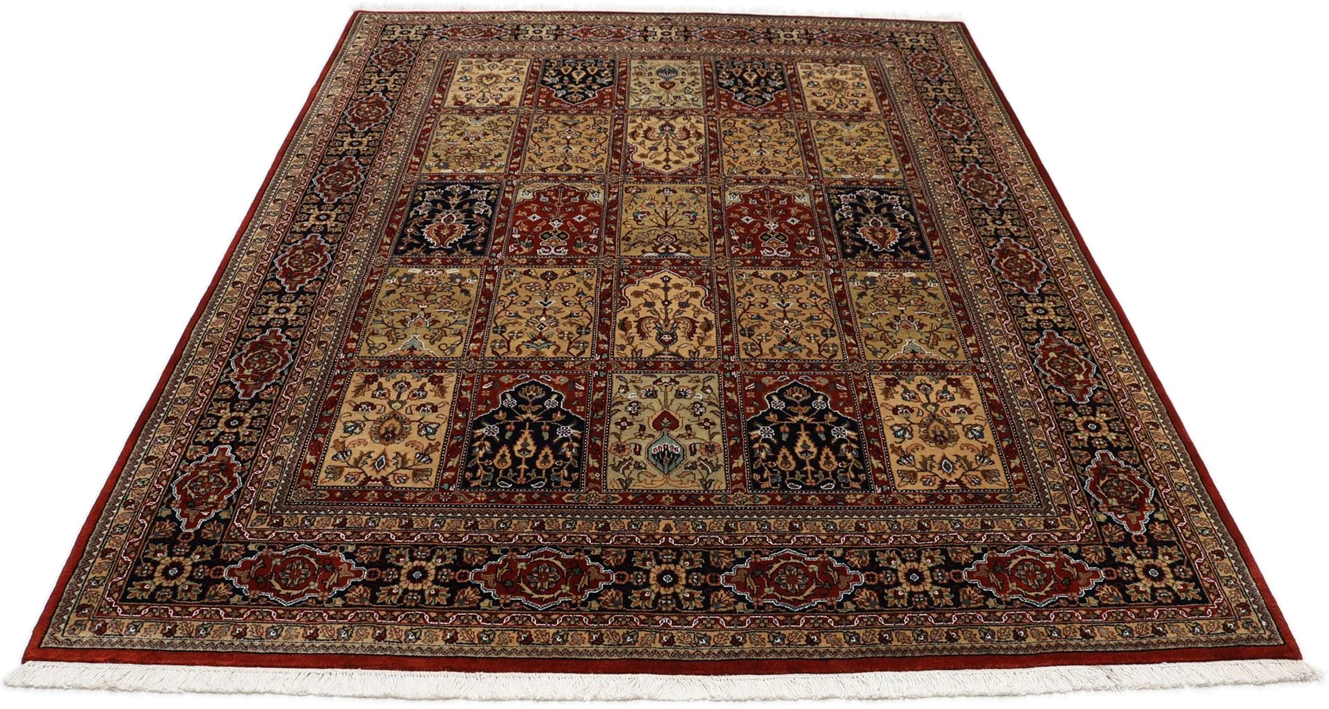 Qom Indian Rug 196 × 254 cm, Wool & Silk, hand-knotted