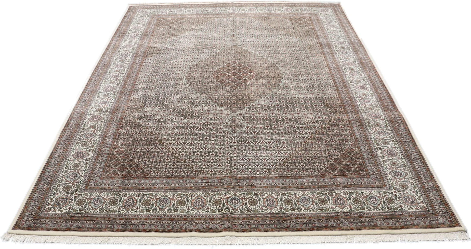 Hand-Knotted Wool Tabriz Indian Rug, 299 × 391 cm