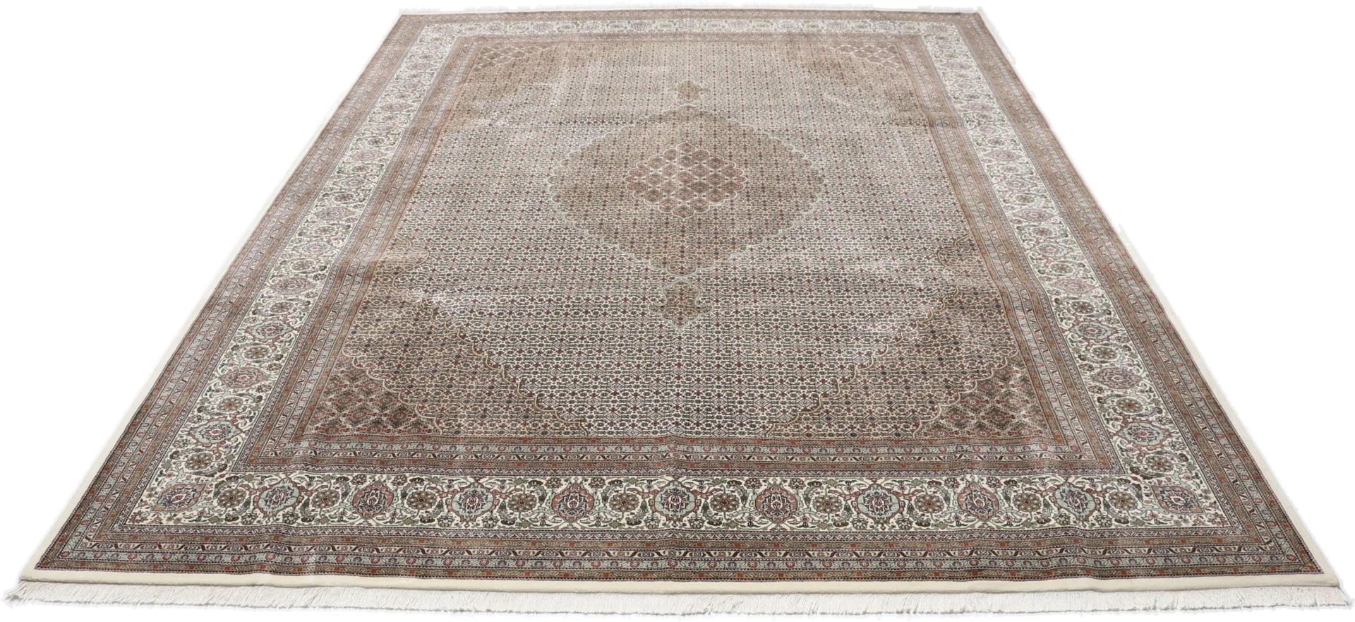 Hand-Knotted Wool Tabriz Indian Rug, 298 × 397 cm