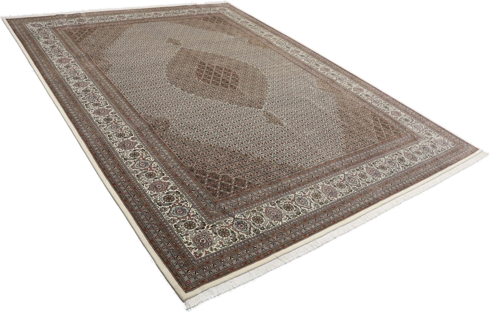 Hand-Knotted Wool Tabriz Indian Rug, 298 × 397 cm