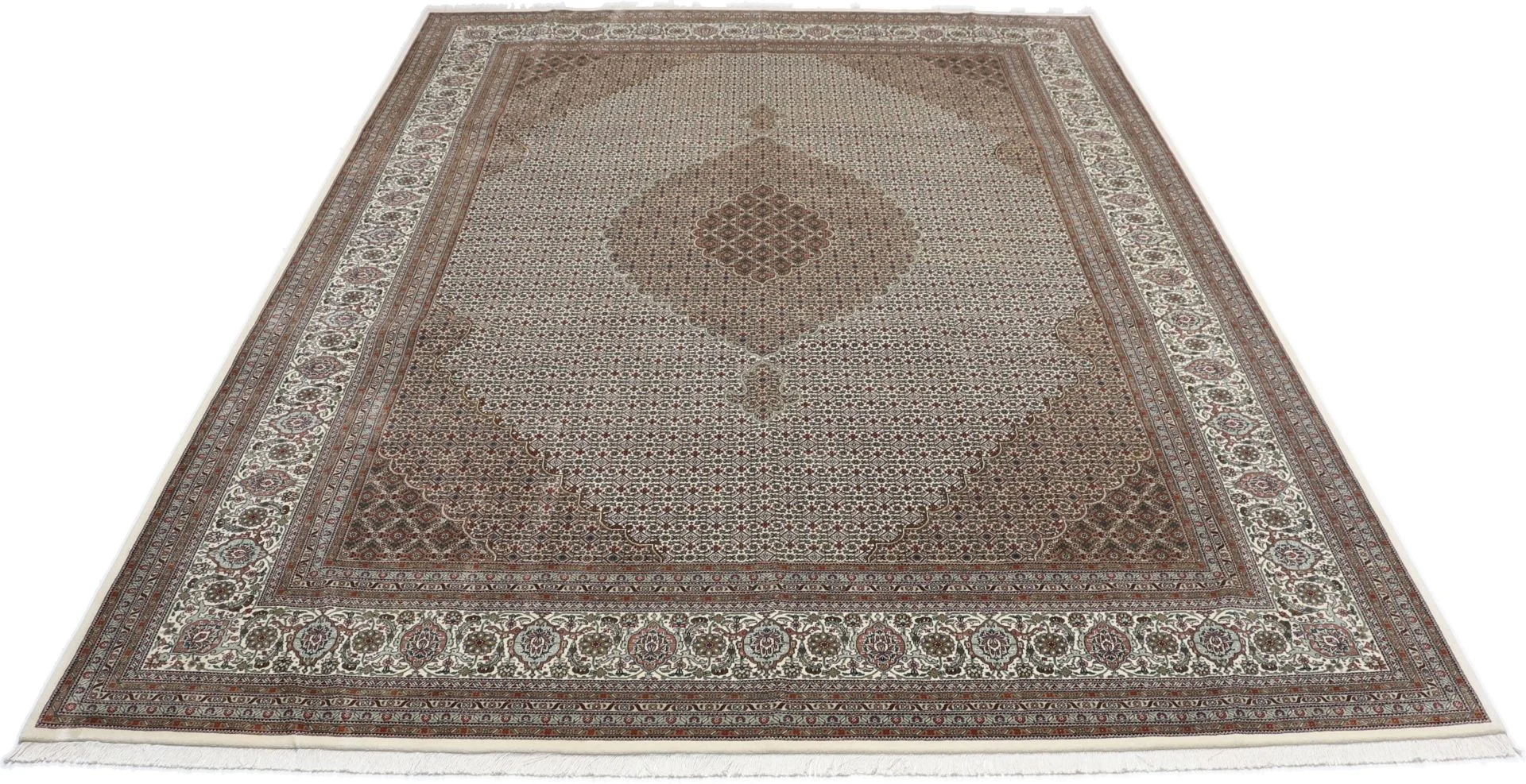 Hand-Knotted Wool Tabriz Indian Rug, 298 × 397 cm