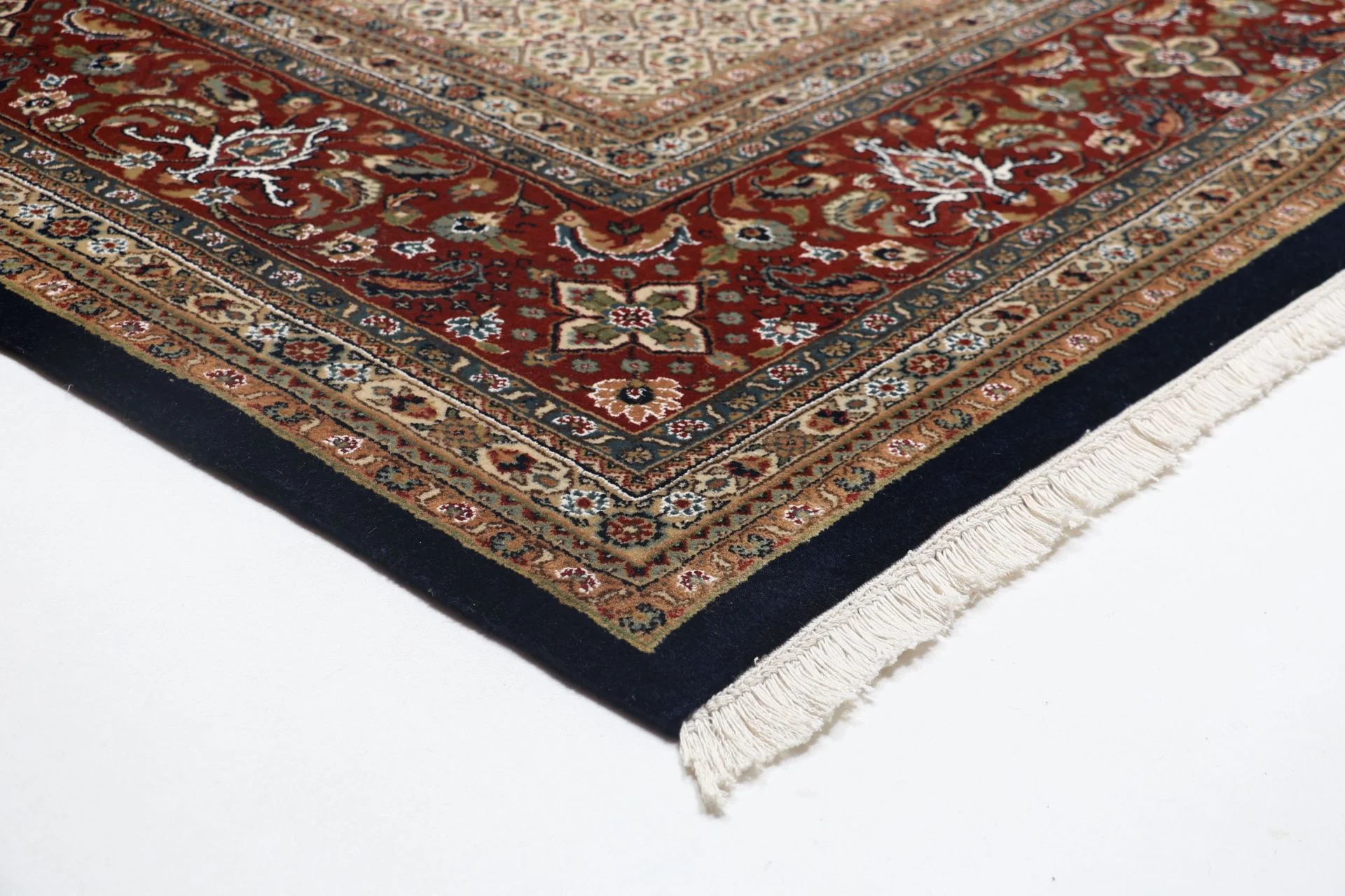 Hand-Knotted Wool Moud Indian Rug, 298 × 398 cm