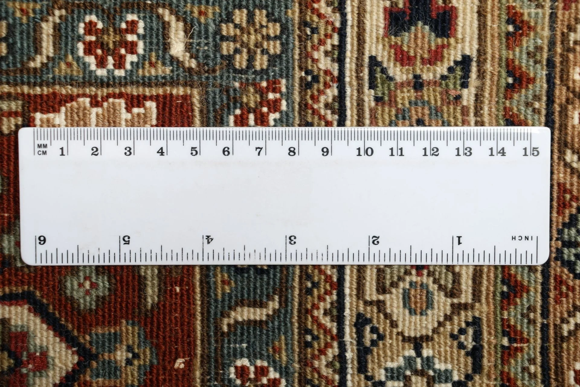 Hand-Knotted Wool Moud Indian Rug, 298 × 398 cm