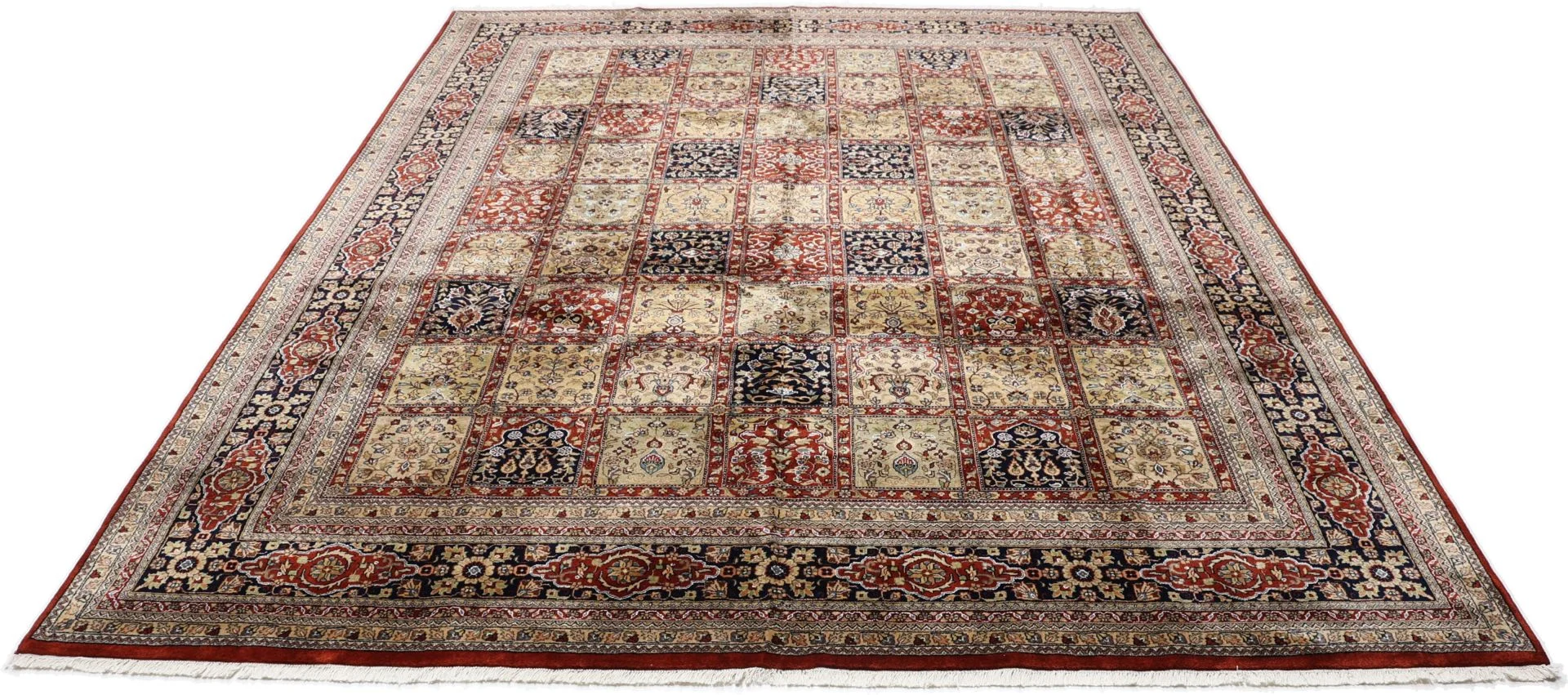 Qom Indian Rug — hand-knotted, 302 × 395 cm, Wool