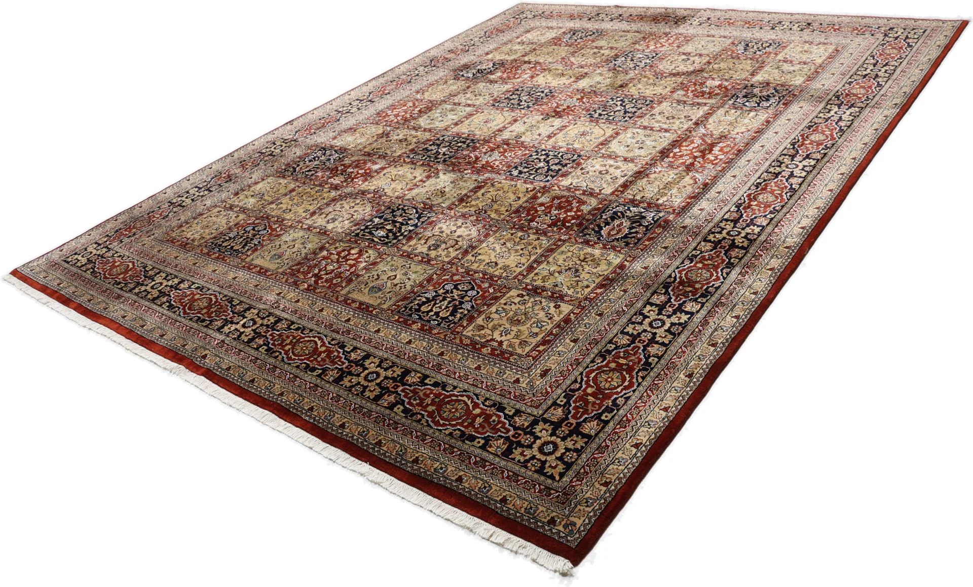 Qom Indian Rug — hand-knotted, 302 × 395 cm, Wool