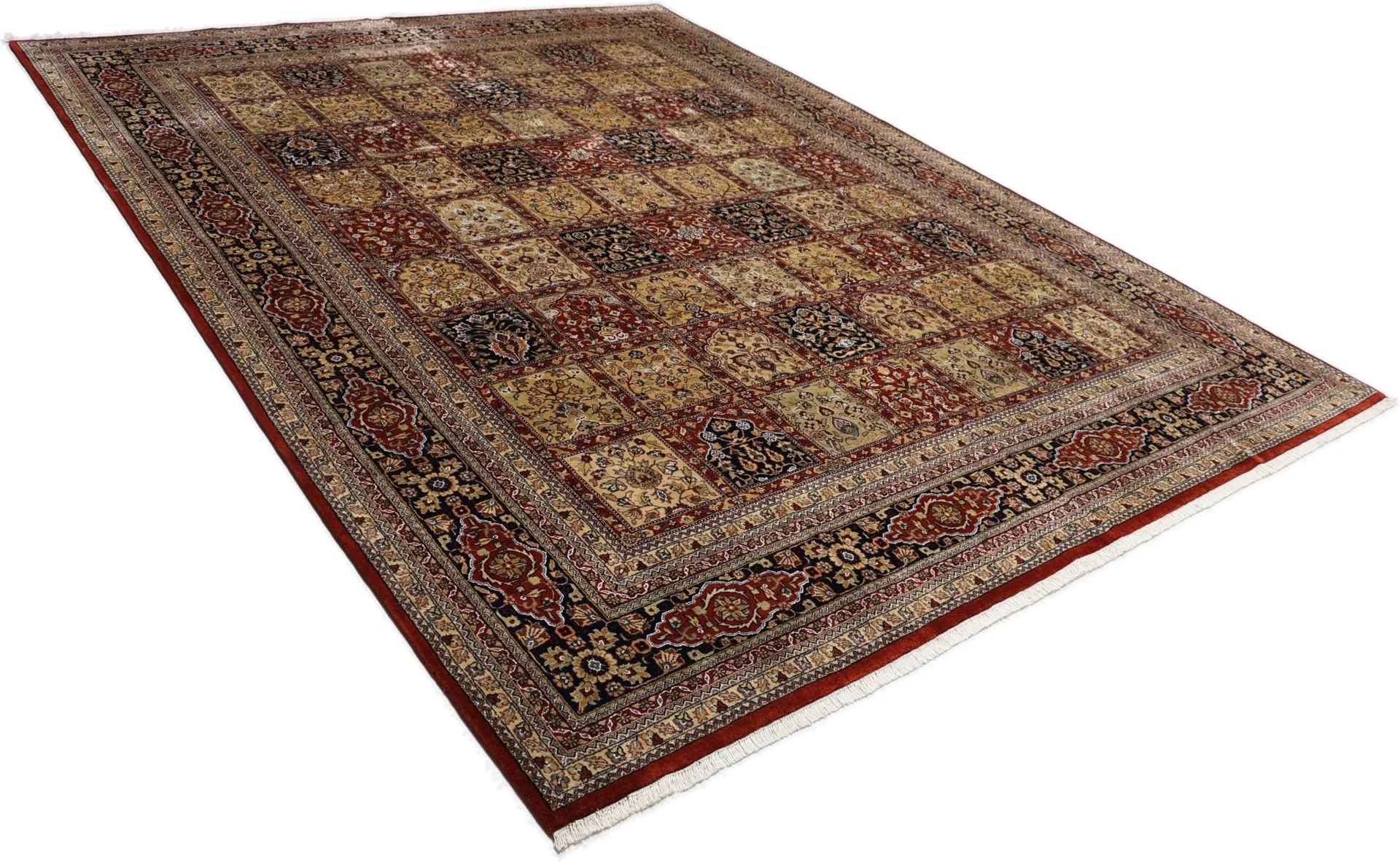 Qom Indian Rug — hand-knotted, 302 × 395 cm, Wool