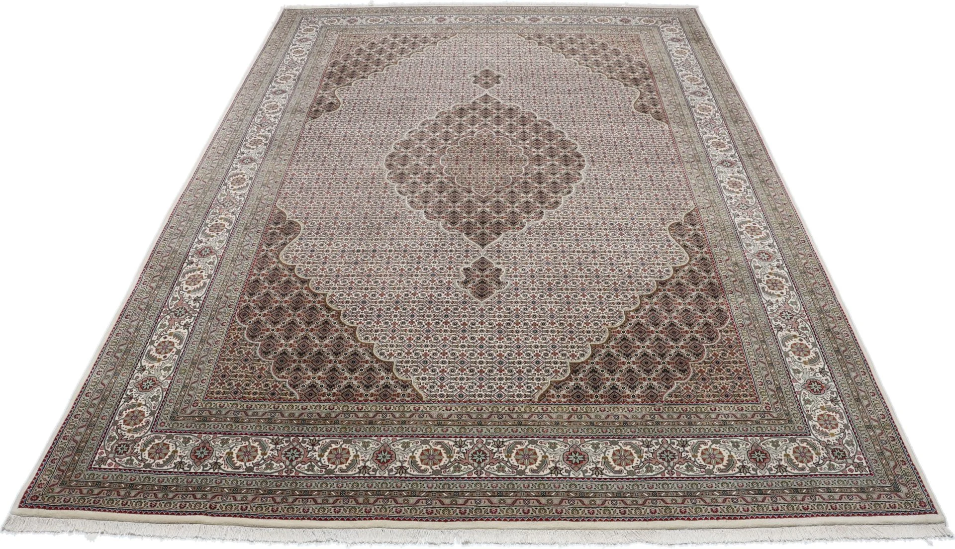 Hand-Knotted Wool Tabriz Indian Rug, 252 × 354 cm