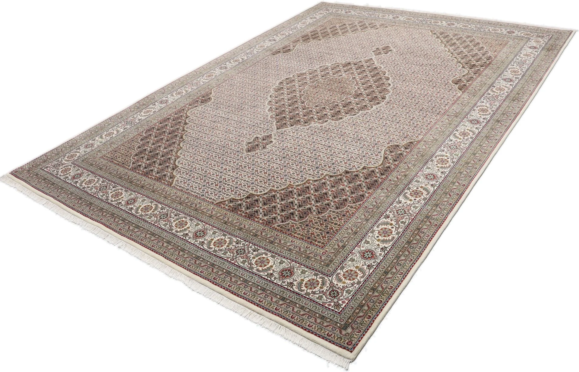 Hand-Knotted Wool Tabriz Indian Rug, 252 × 354 cm