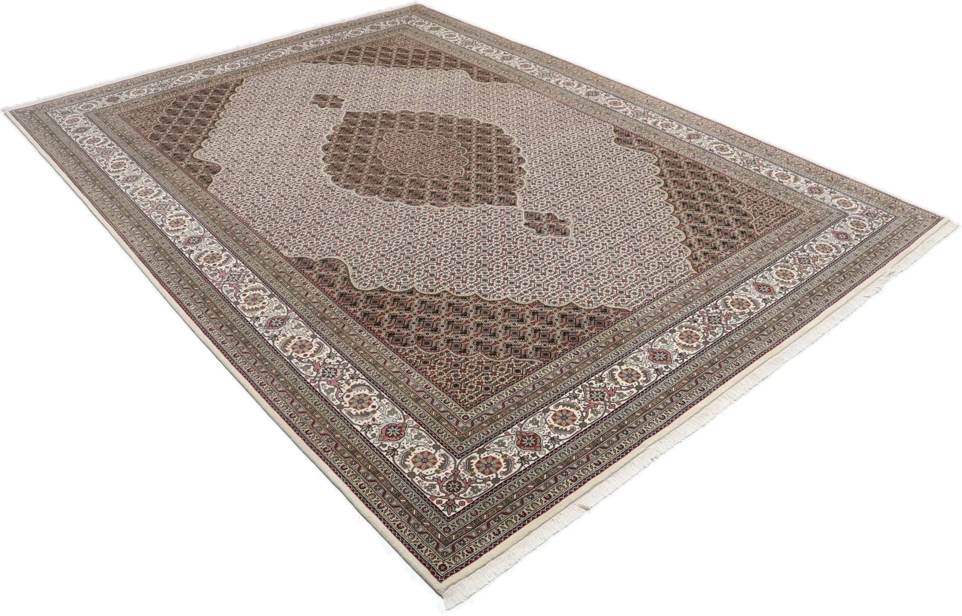 Hand-Knotted Wool Tabriz Indian Rug, 252 × 354 cm