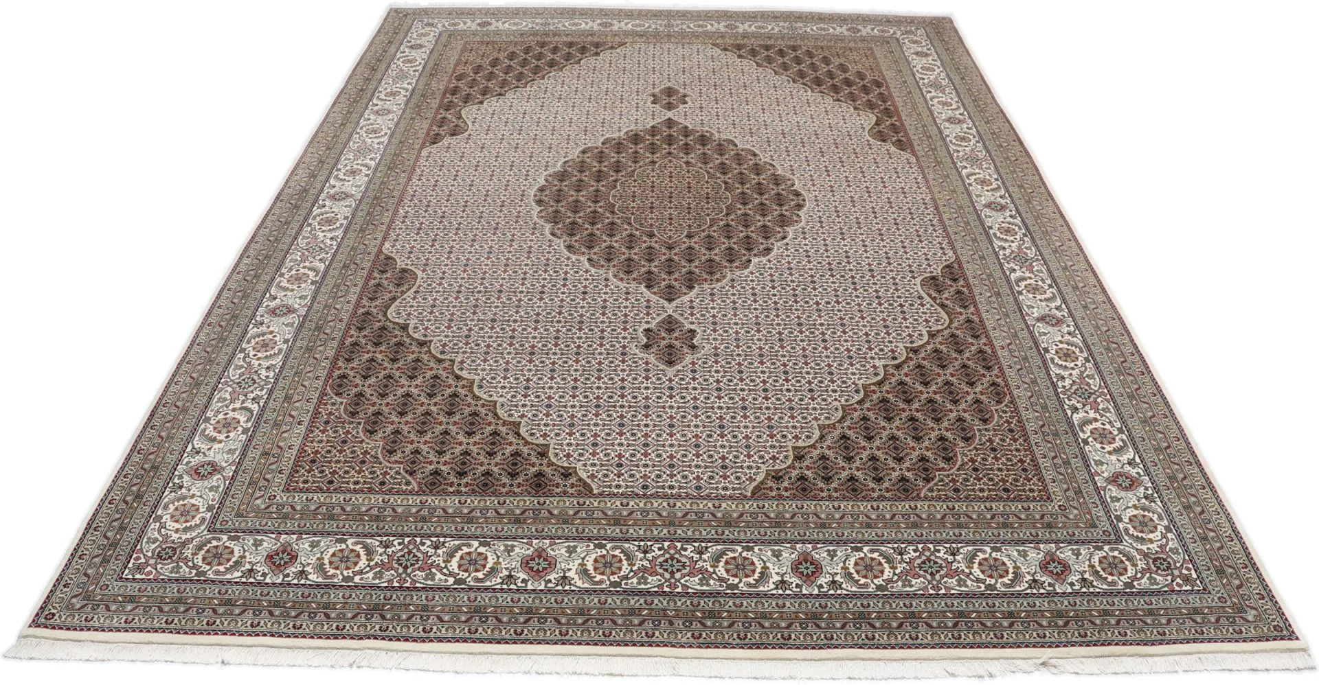 Hand-Knotted Wool Tabriz Indian Rug, 252 × 354 cm