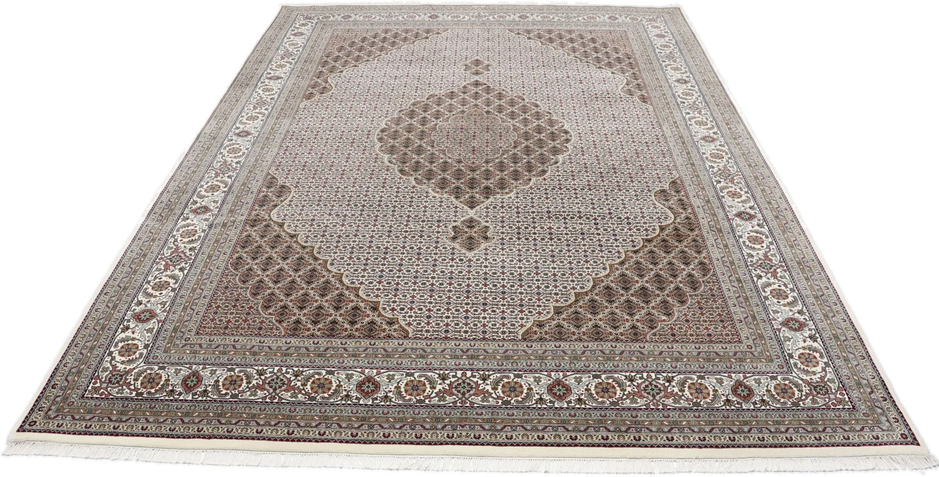 Hand-Knotted Wool Tabriz Indian Rug, 253 × 348 cm