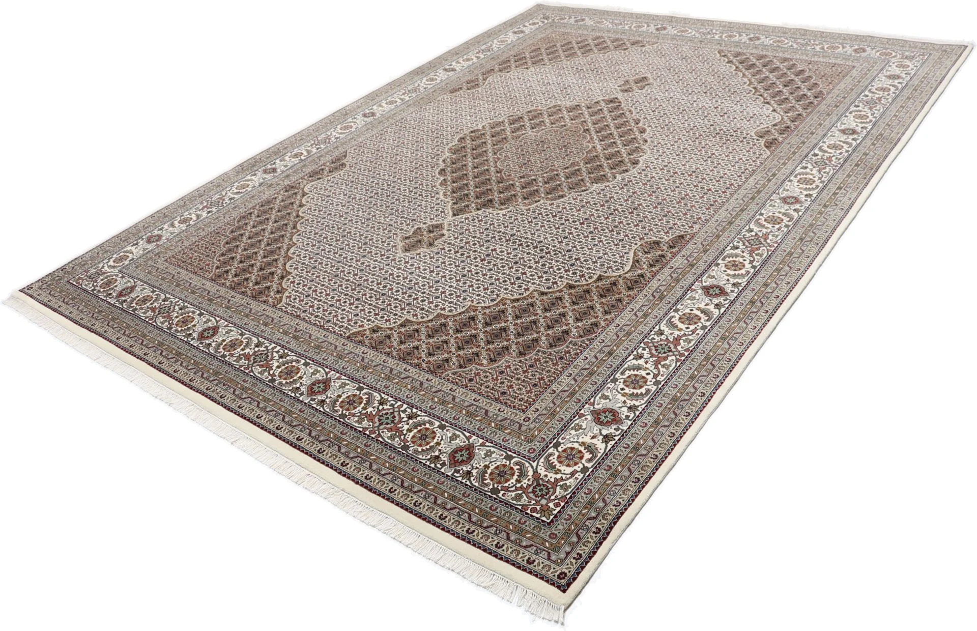 Hand-Knotted Wool Tabriz Indian Rug, 253 × 348 cm