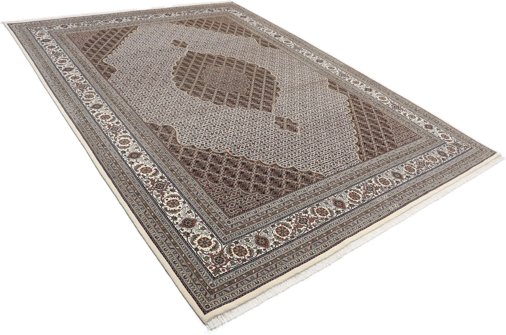 Hand-Knotted Wool Tabriz Indian Rug, 253 × 348 cm