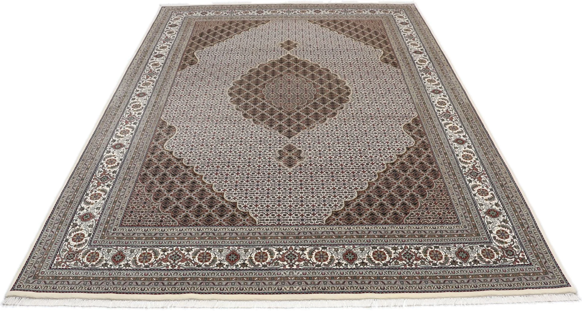 Hand-Knotted Wool Tabriz Indian Rug, 253 × 348 cm
