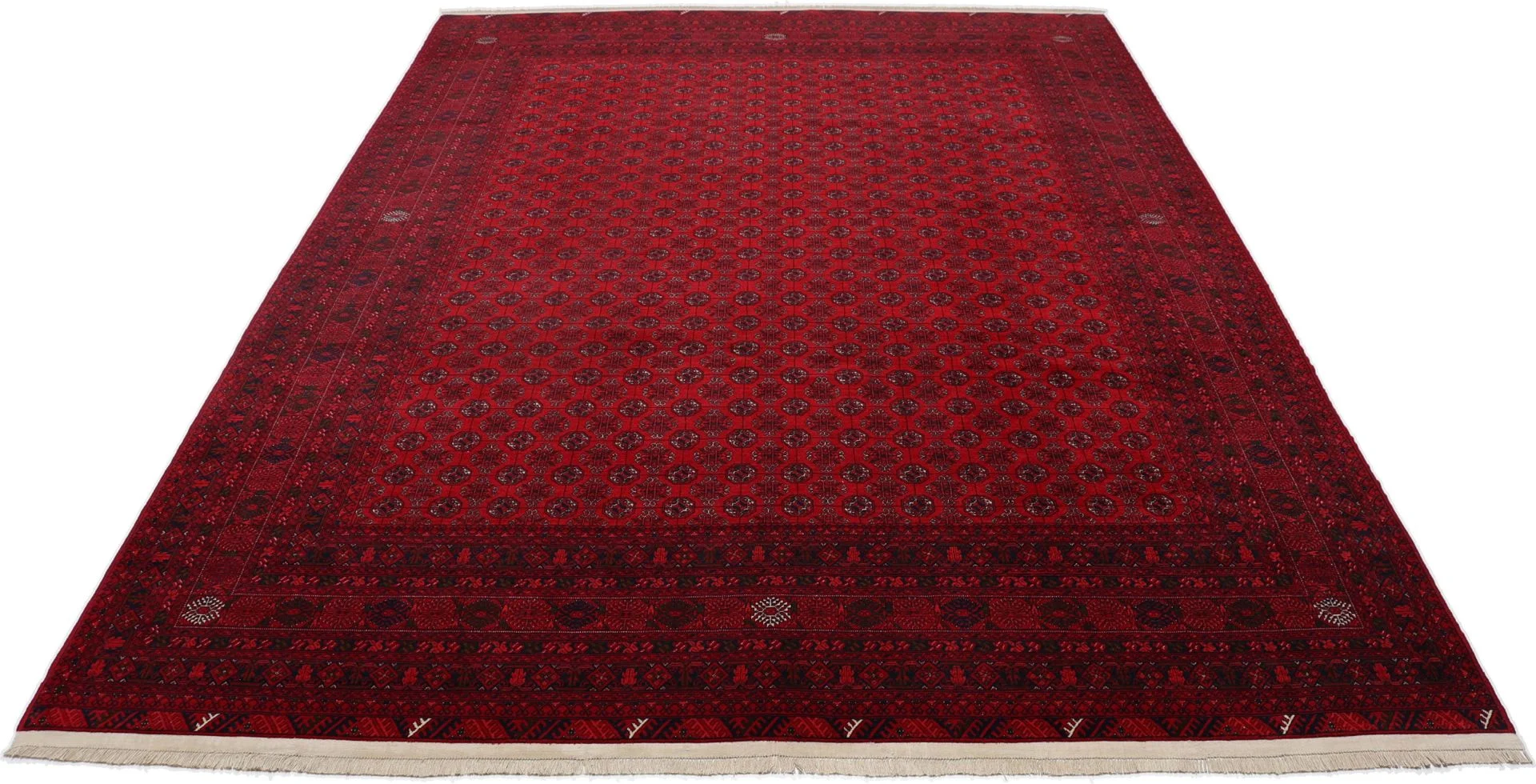 Hand-Knotted Wool Afghan Rug, 252 × 344 cm