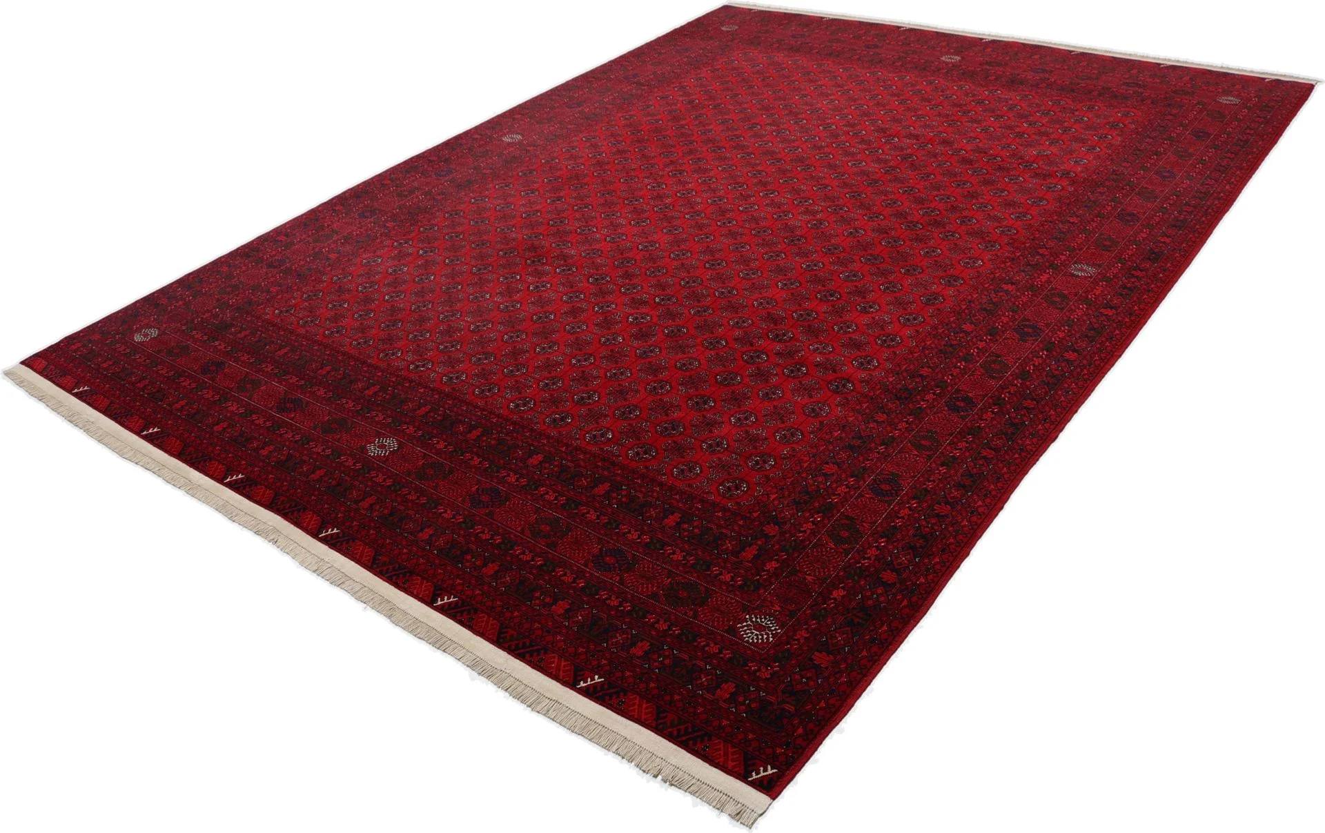 Hand-Knotted Wool Afghan Rug, 252 × 344 cm
