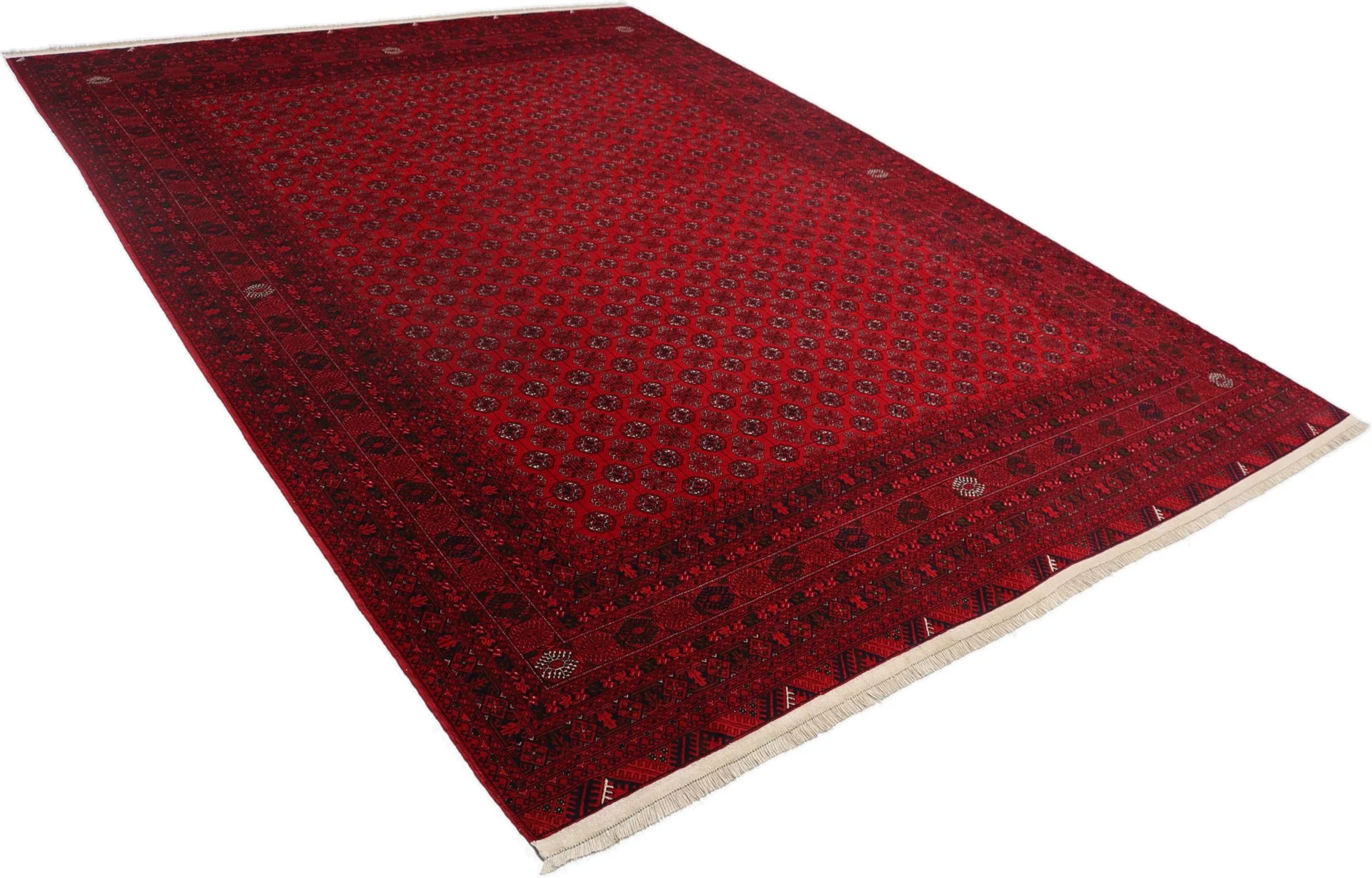 Hand-Knotted Wool Afghan Rug, 252 × 344 cm