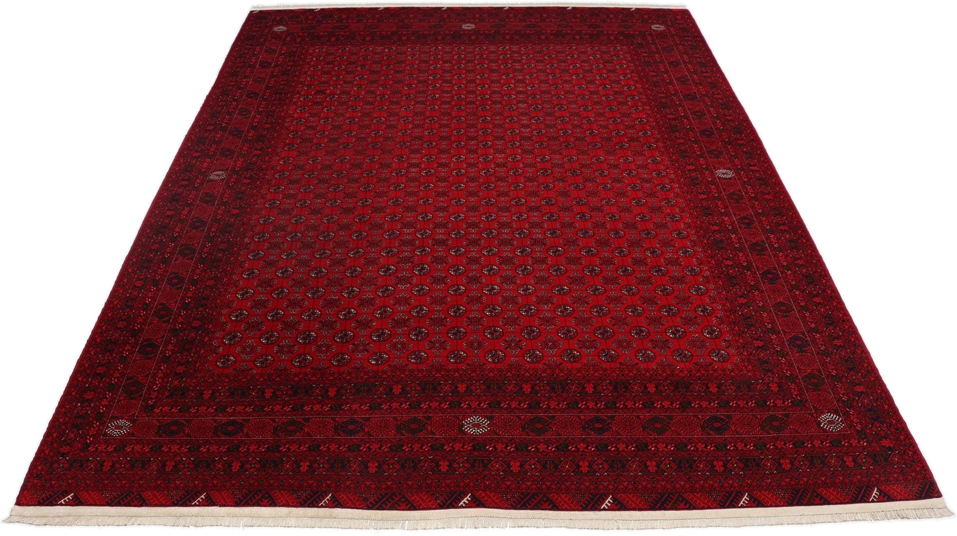 Hand-Knotted Wool Afghan Rug, 252 × 344 cm