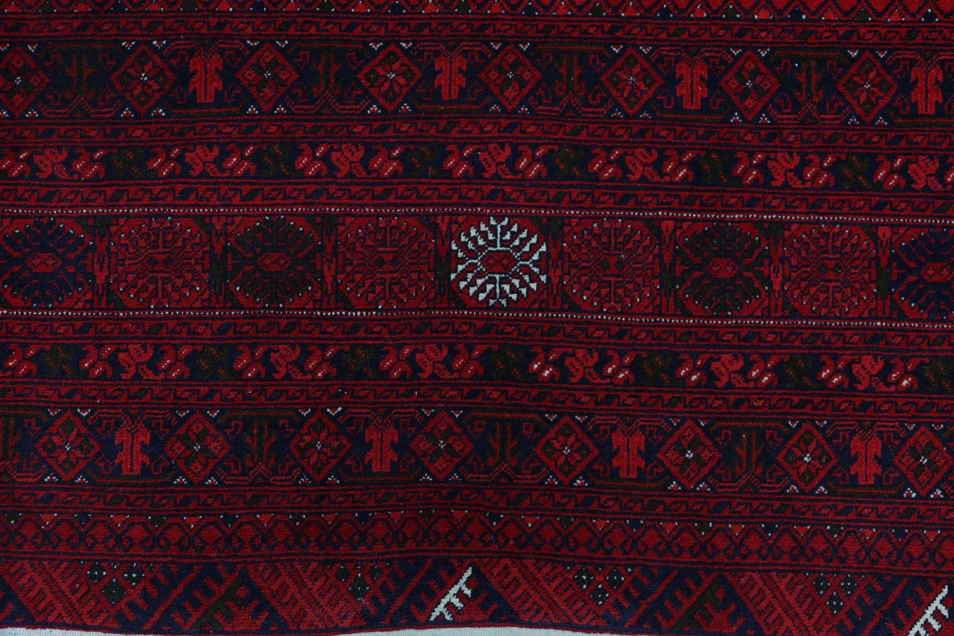 Hand-Knotted Wool Afghan Rug, 252 × 344 cm