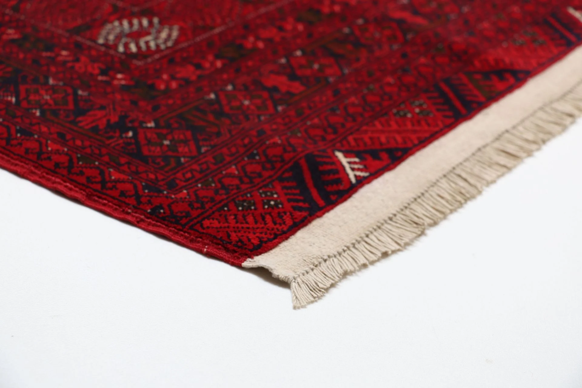 Hand-Knotted Wool Afghan Rug, 252 × 344 cm