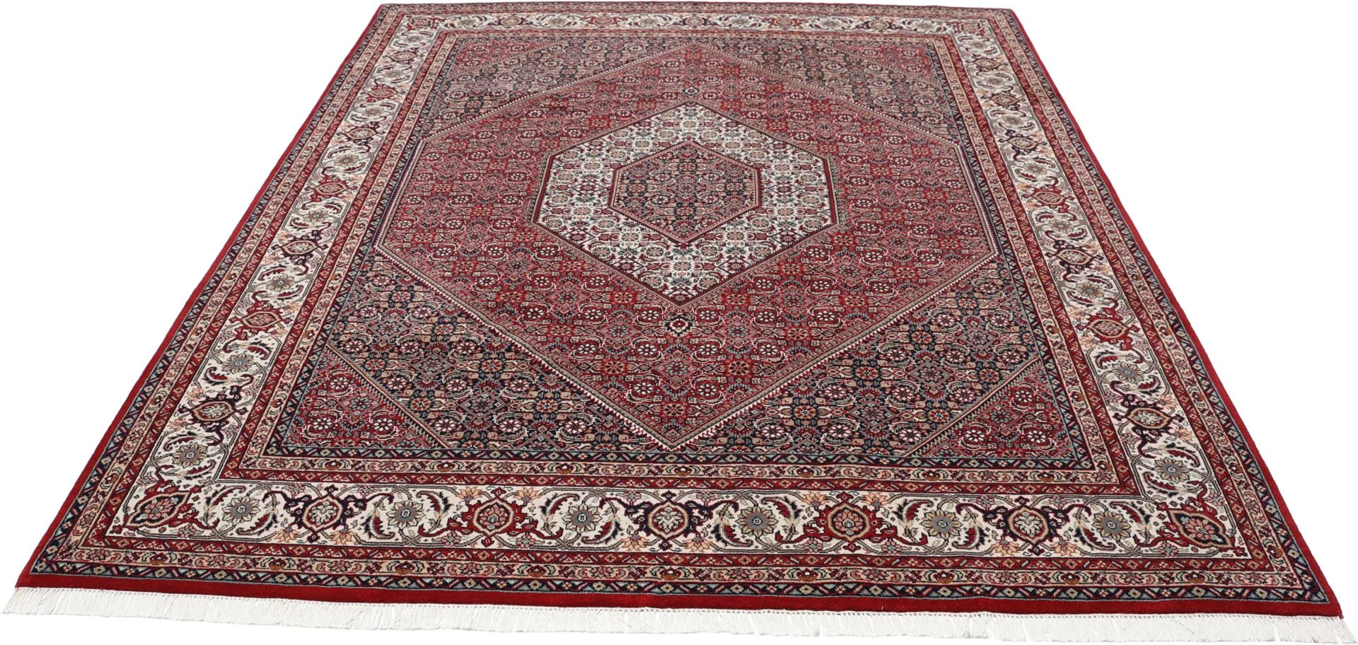 Hand-Knotted Wool Bijar Indian Rug, 243 × 299 cm